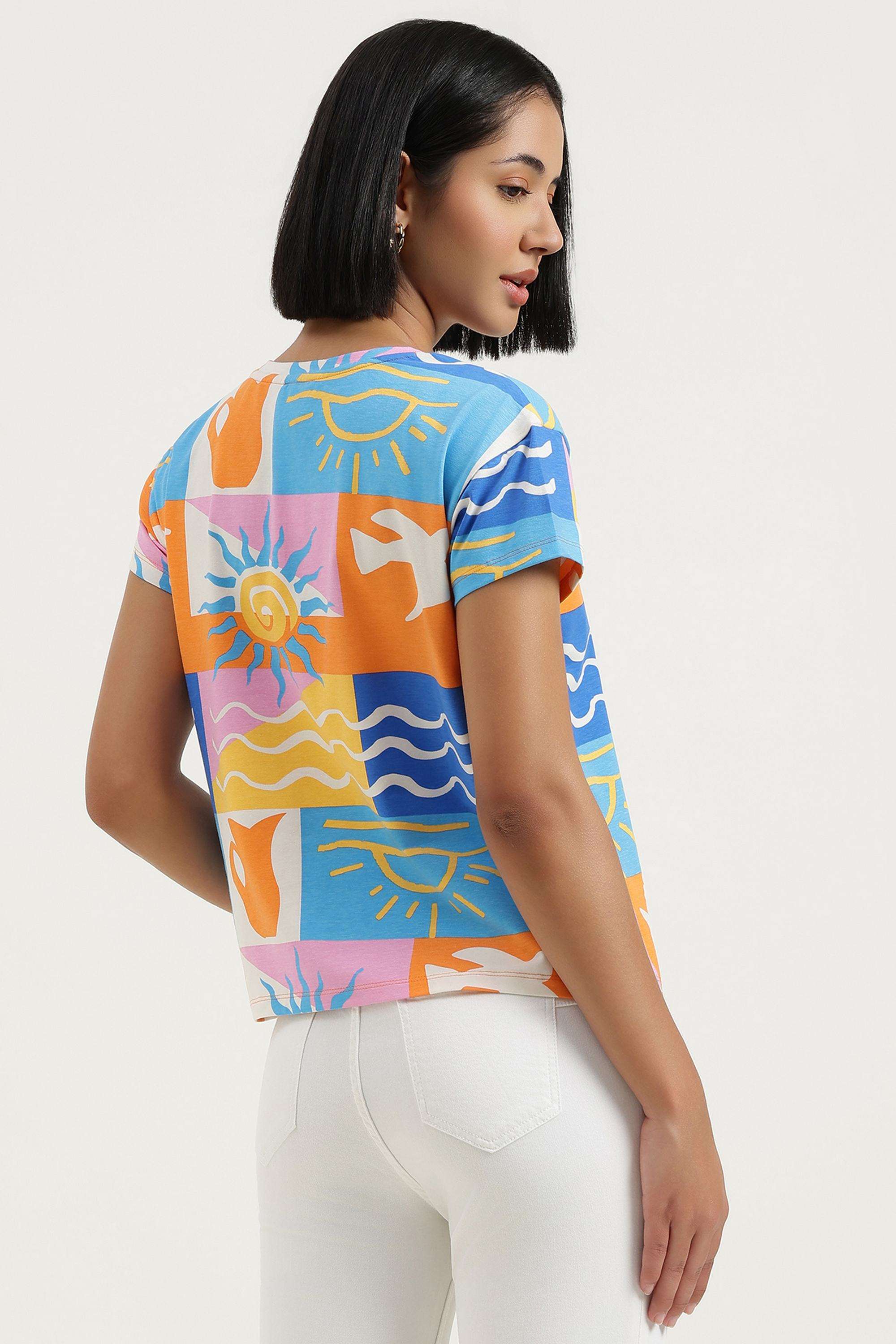 Printed-Cotton-Round-Neck-Women-s-Top