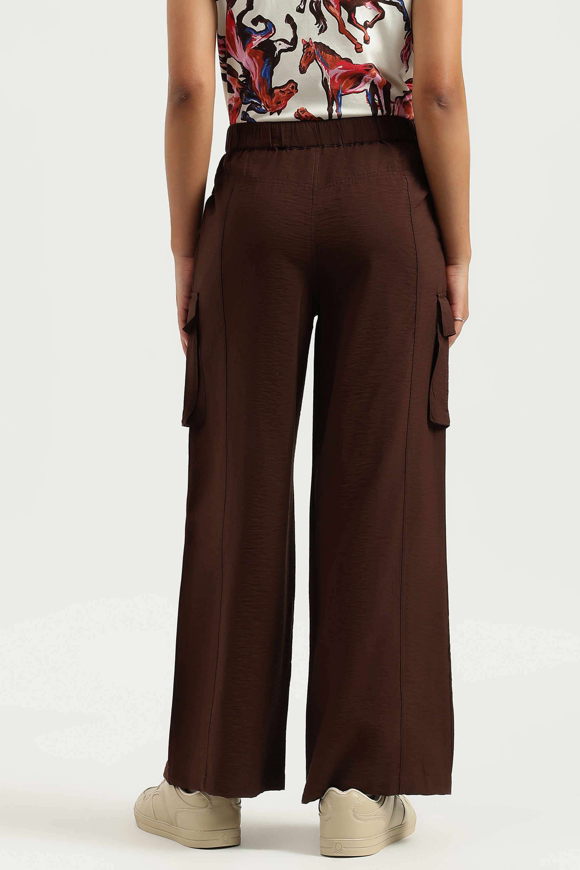 Solid-Blended-Fabric-Straight-Fit-Women-s-Trousers