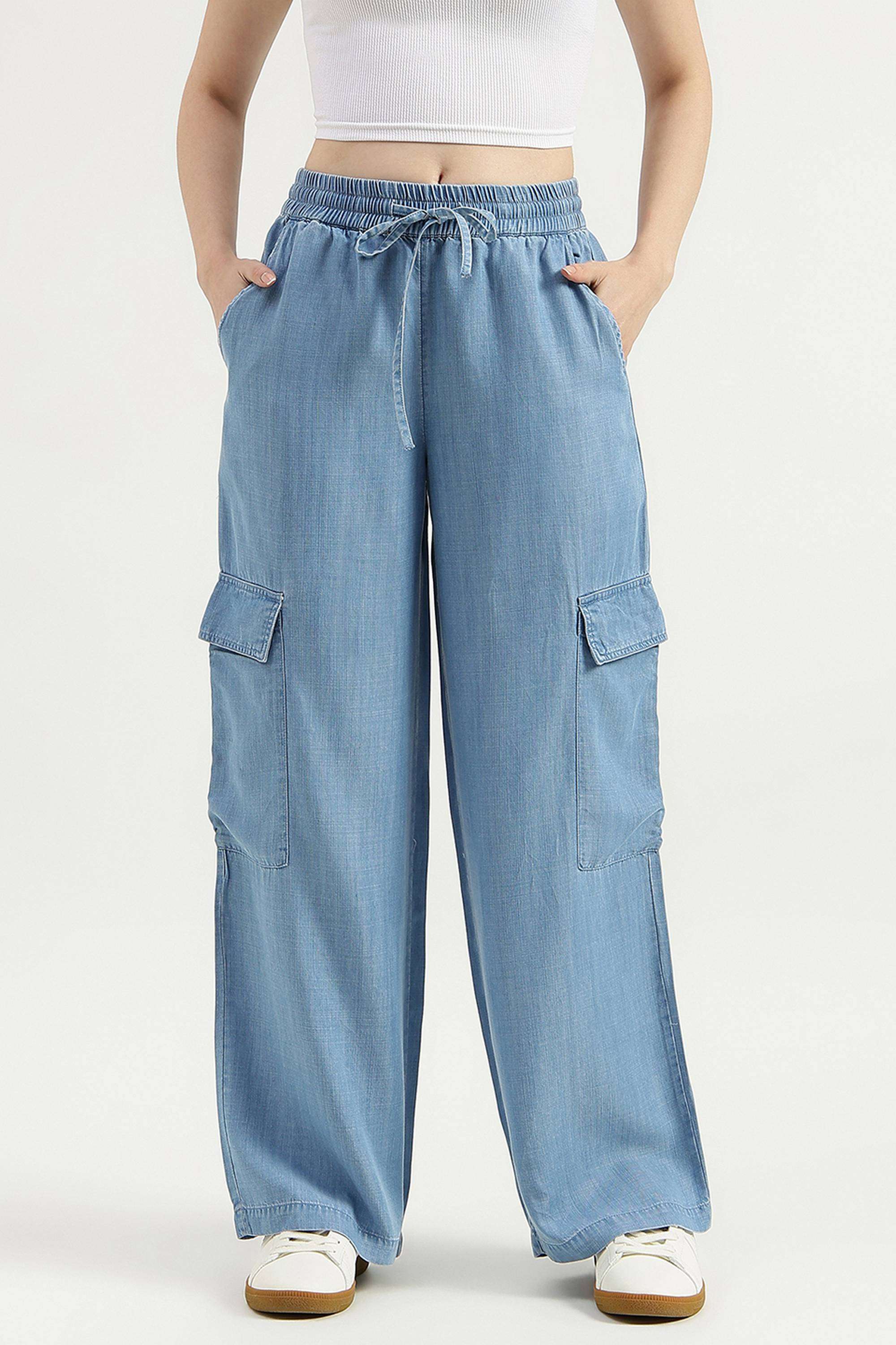 Solid-Relaxed-Fit-Blended-Fabric-Women-s-Casual-Wear-Jeans