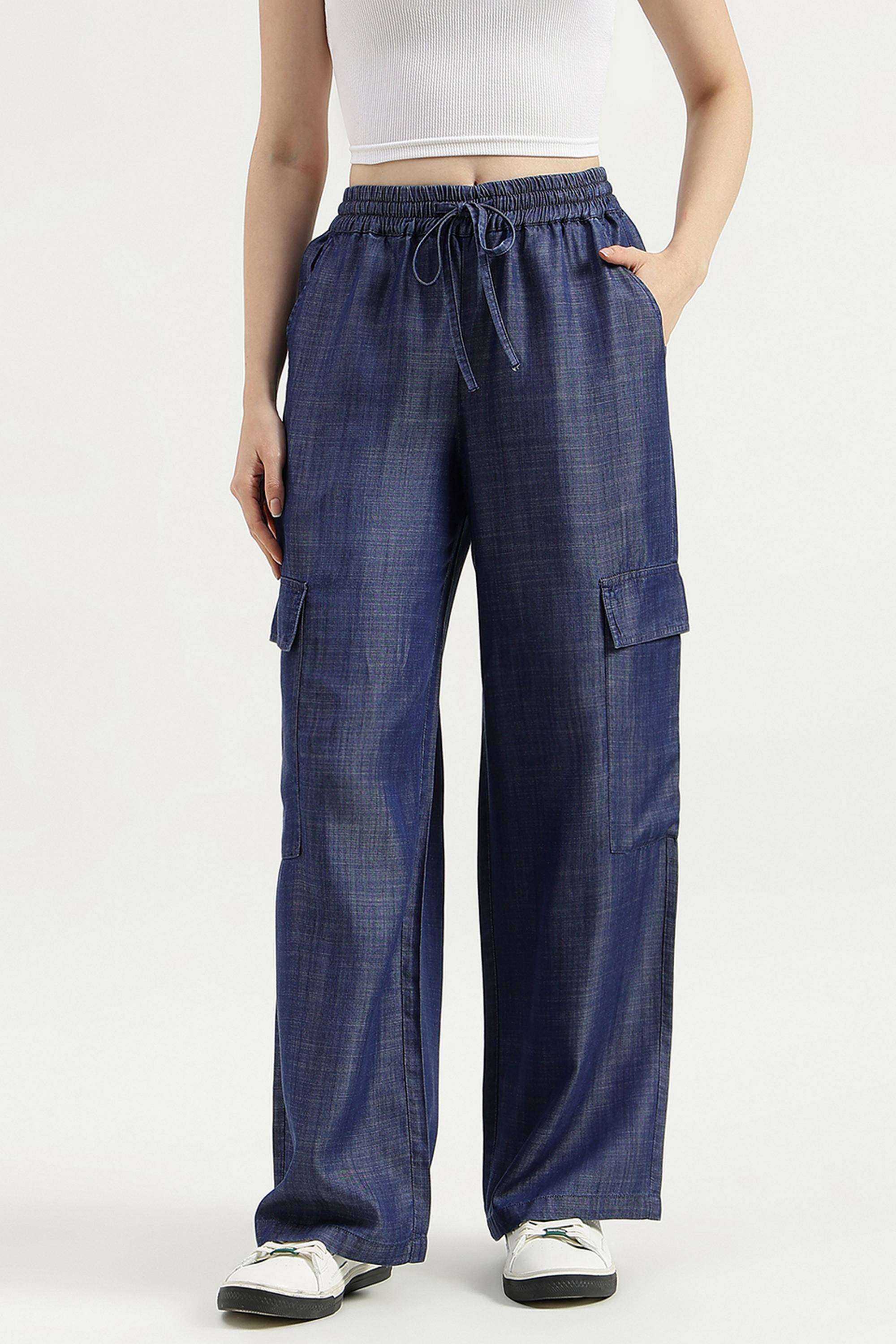 Solid-Relaxed-Fit-Blended-Fabric-Women-s-Casual-Wear-Jeans