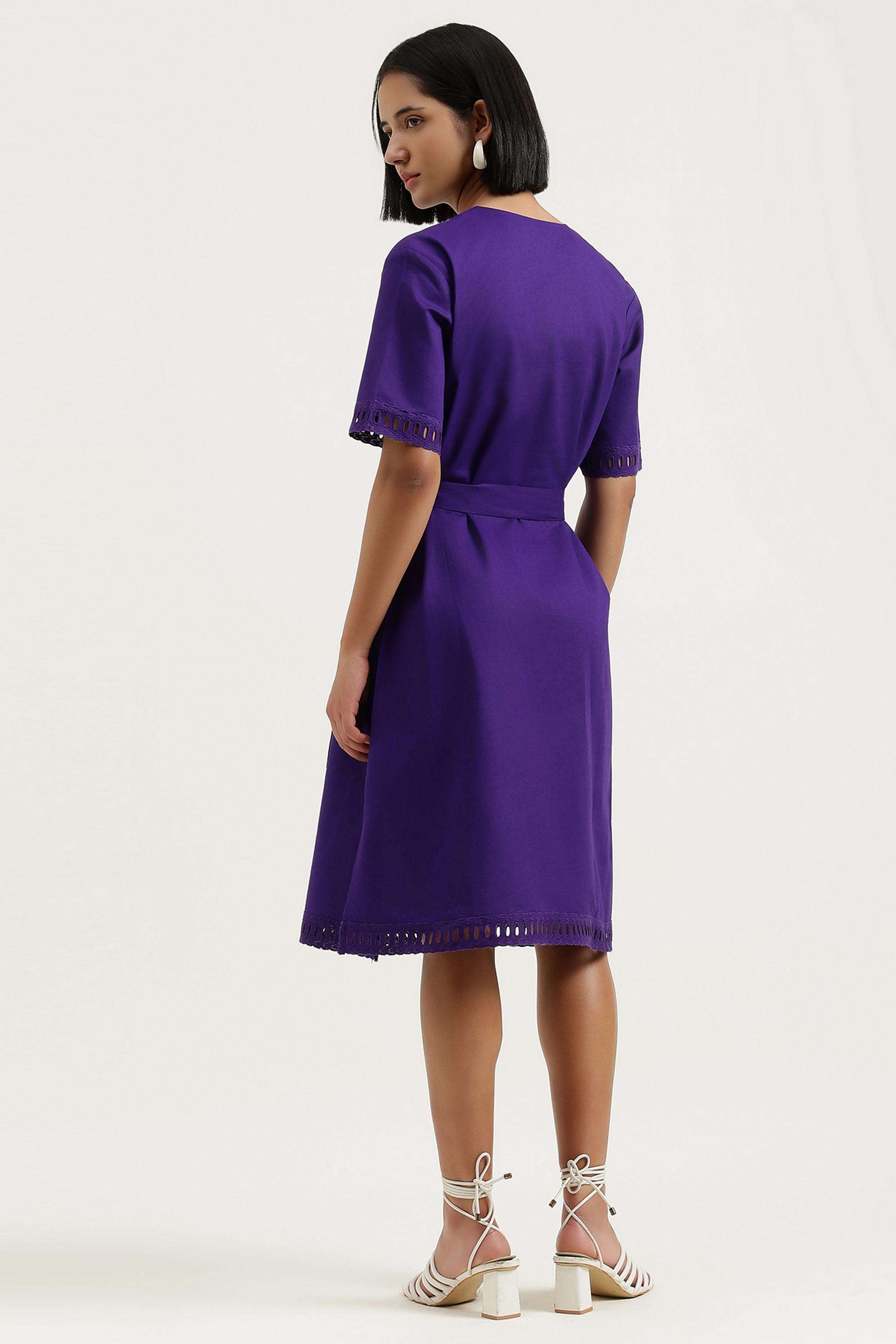 Solid-Cotton-V-Neck-Women-s-Dress