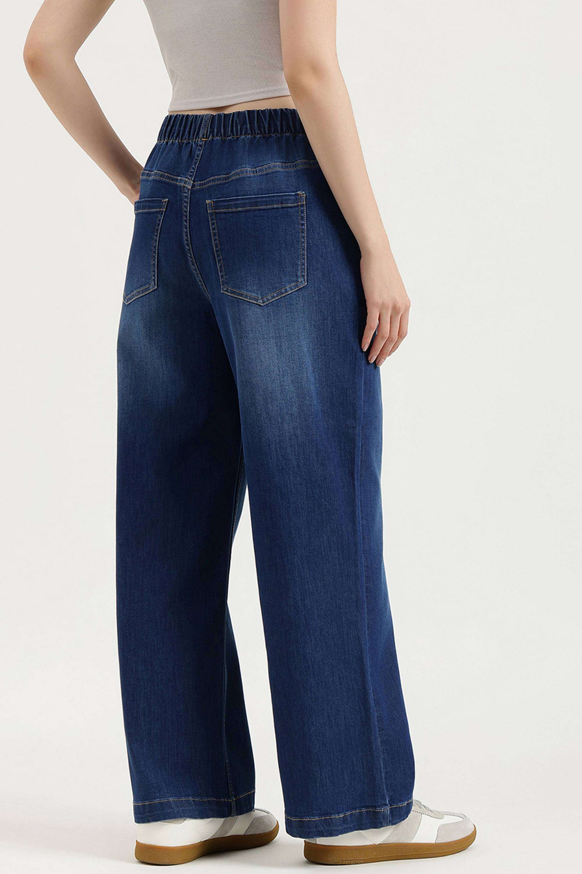 Solid-Relaxed-Fit-Blended-Fabric-Women-s-Casual-Wear-Jeans