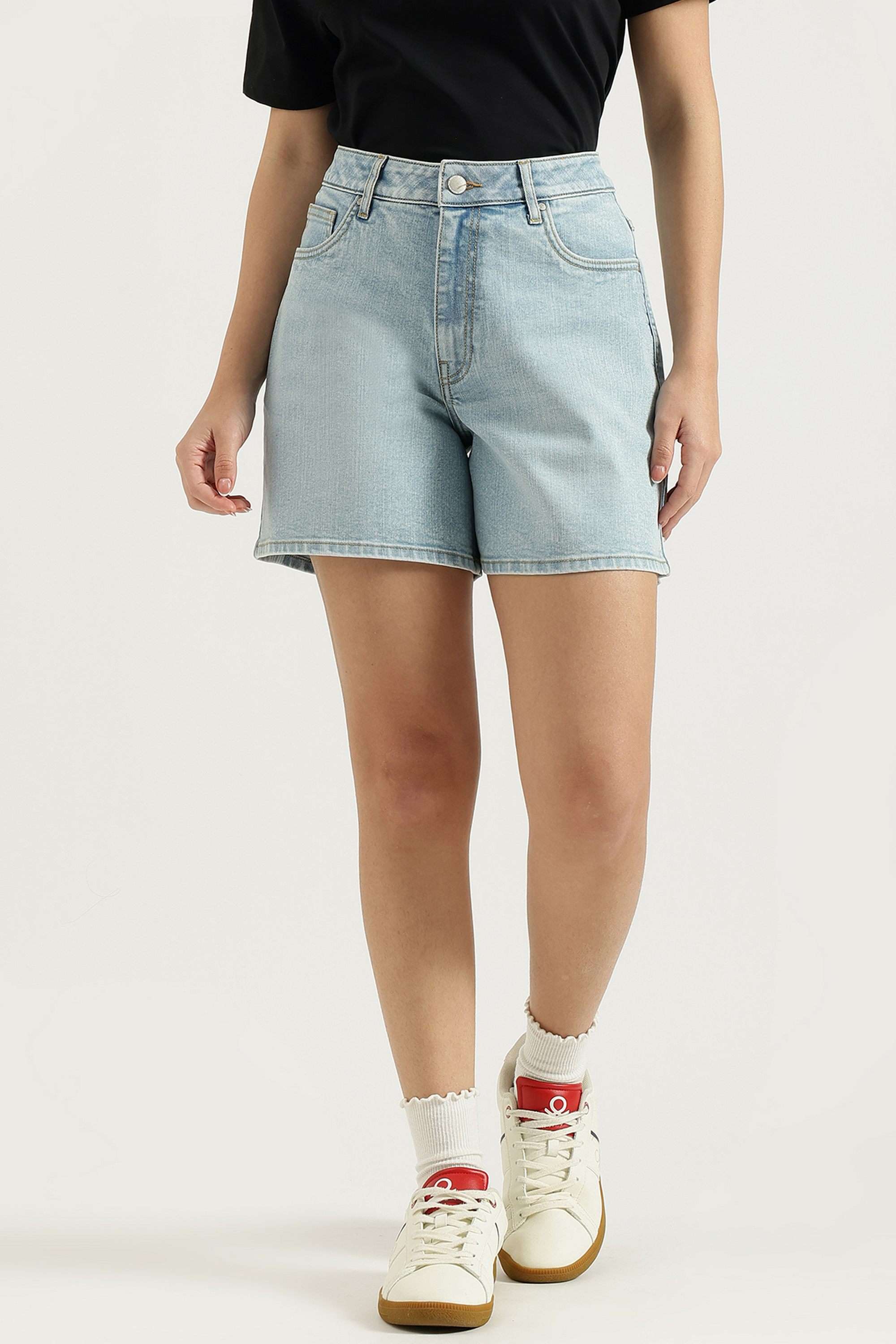 united colors of benetton Regular Fit Mid Thigh Blended Fabric Women's Casual Wear Shorts-picture-33