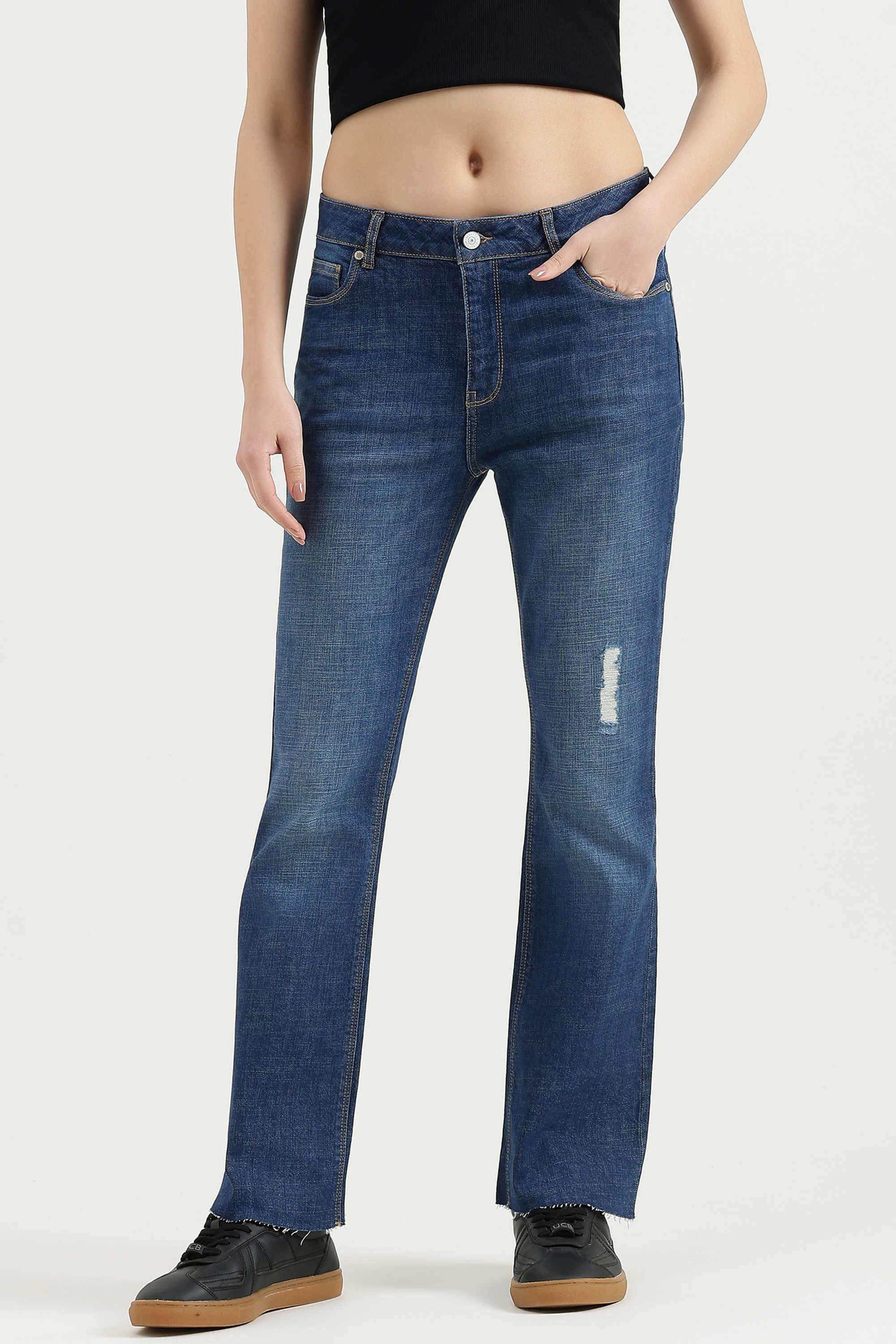 Solid-Blended-Fabric-Women-s-Casual-Wear-Jeans