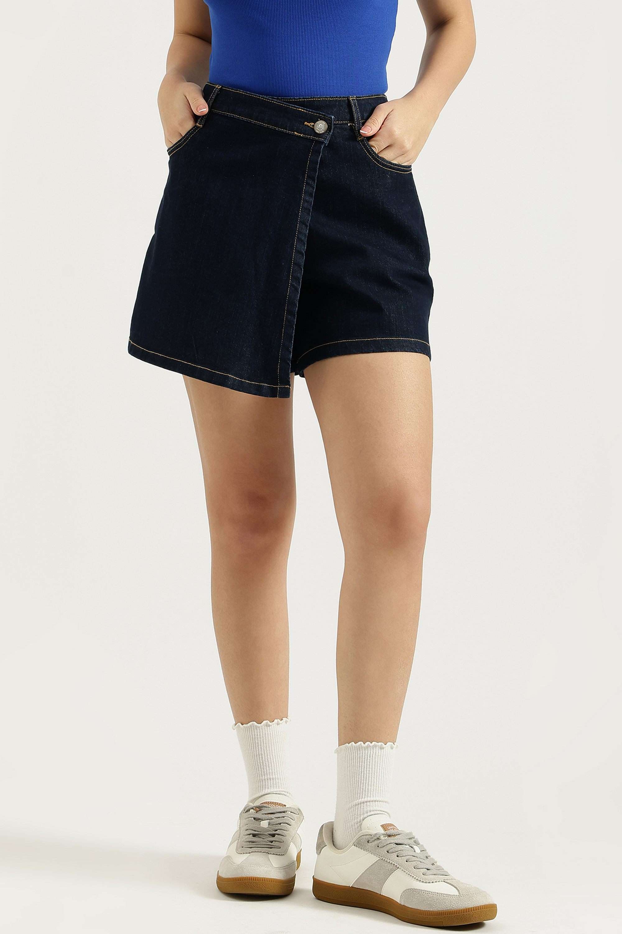 united colors of benetton Regular Fit Mid Thigh Blended Fabric Women's Casual Wear Skorts-picture-27