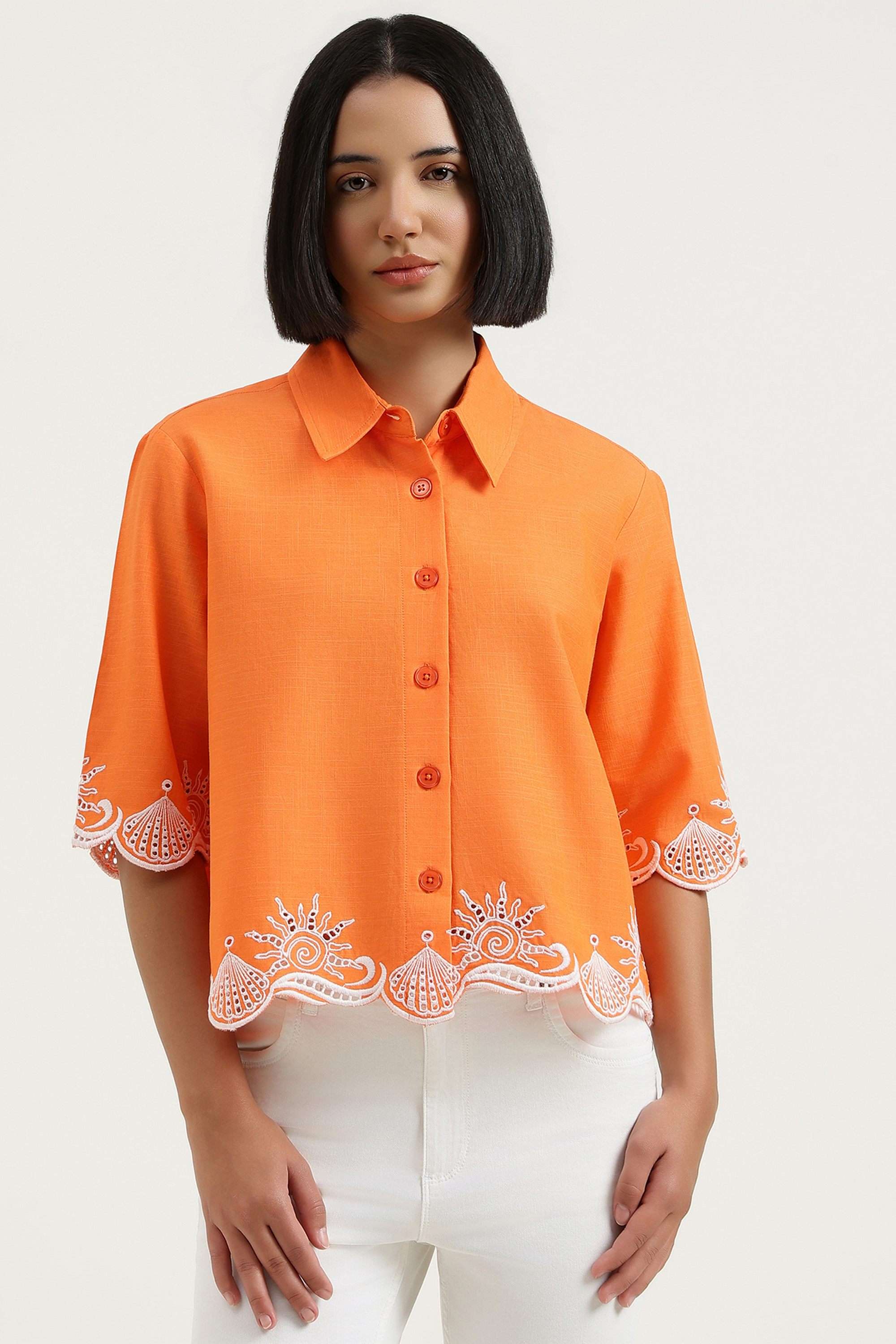 Textured-Cotton-Collared-Women-s-Shirt