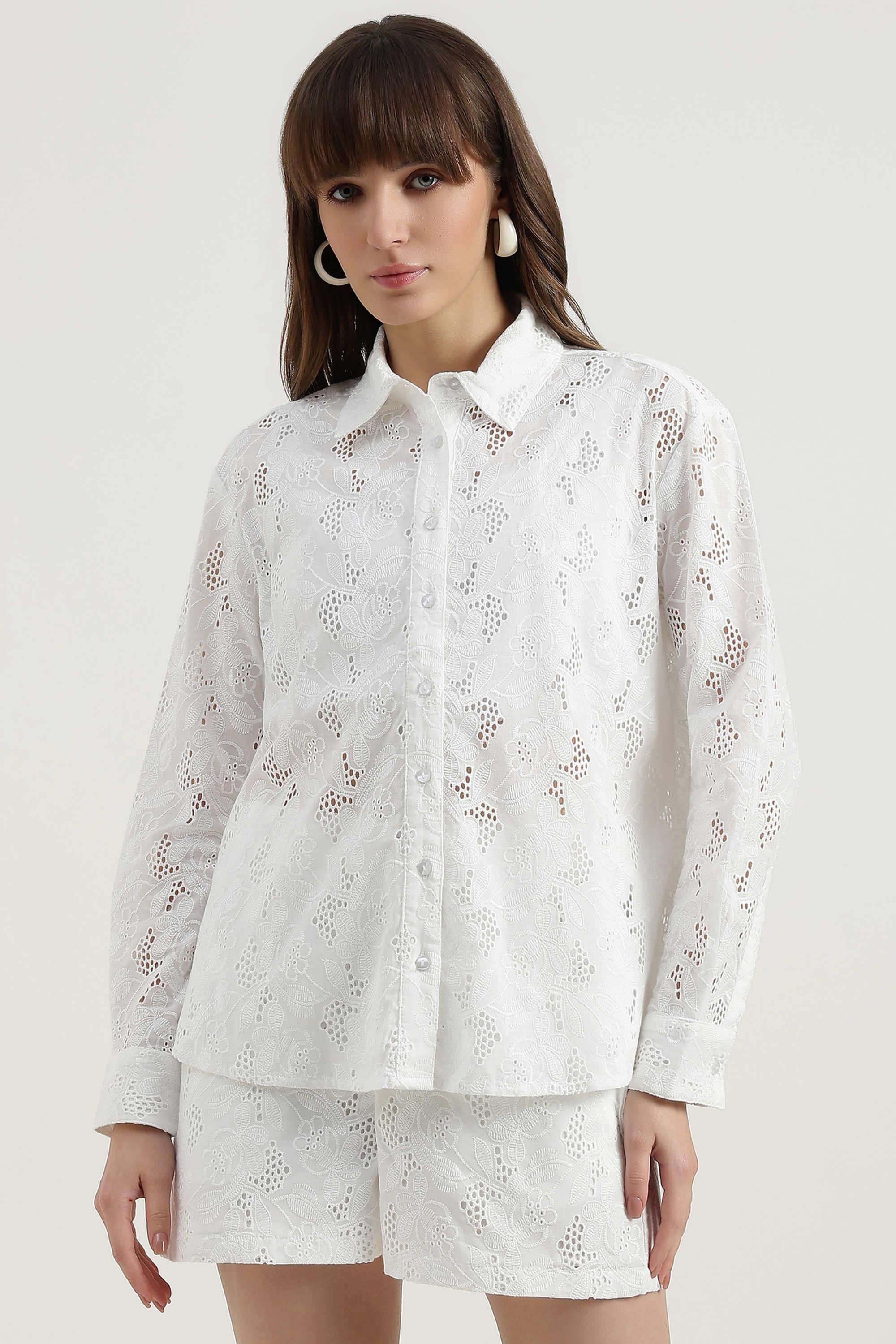 Solid-Cotton-Collared-Women-s-Shirt