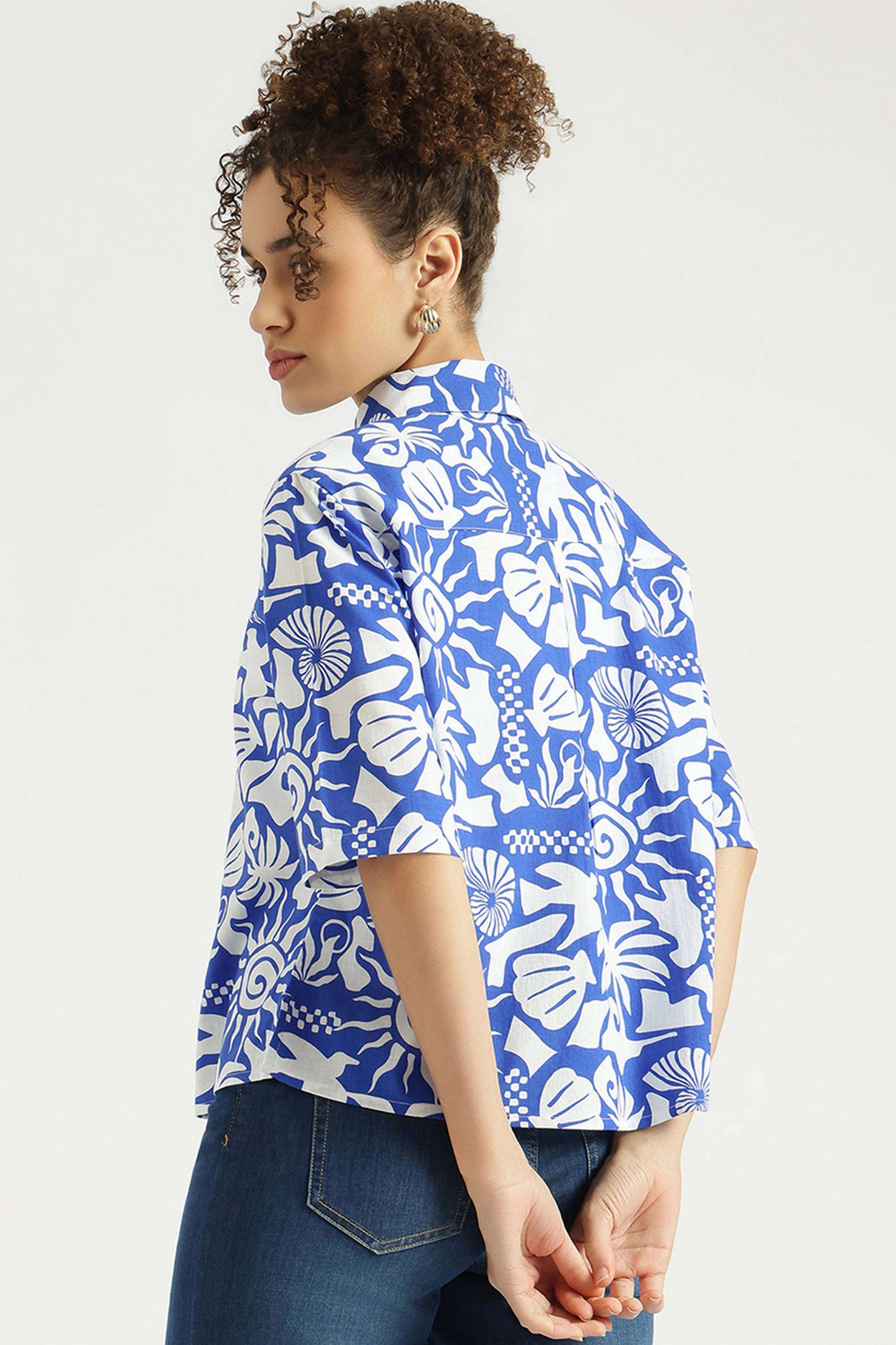 Printed-Cotton-Blend-Collared-Women-s-Shirt