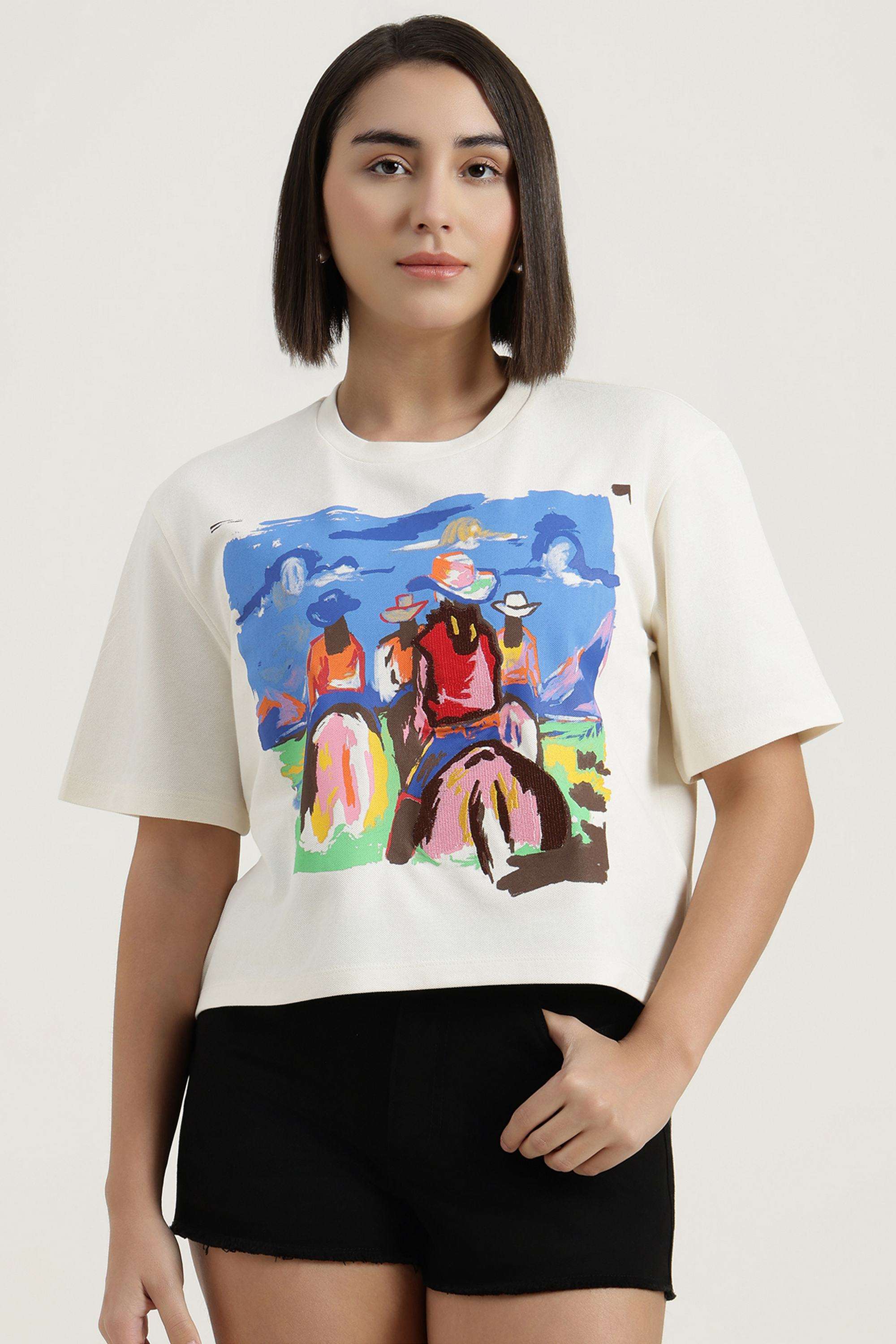 Solid-Blended-Fabric-Round-Neck-Women-s-Top