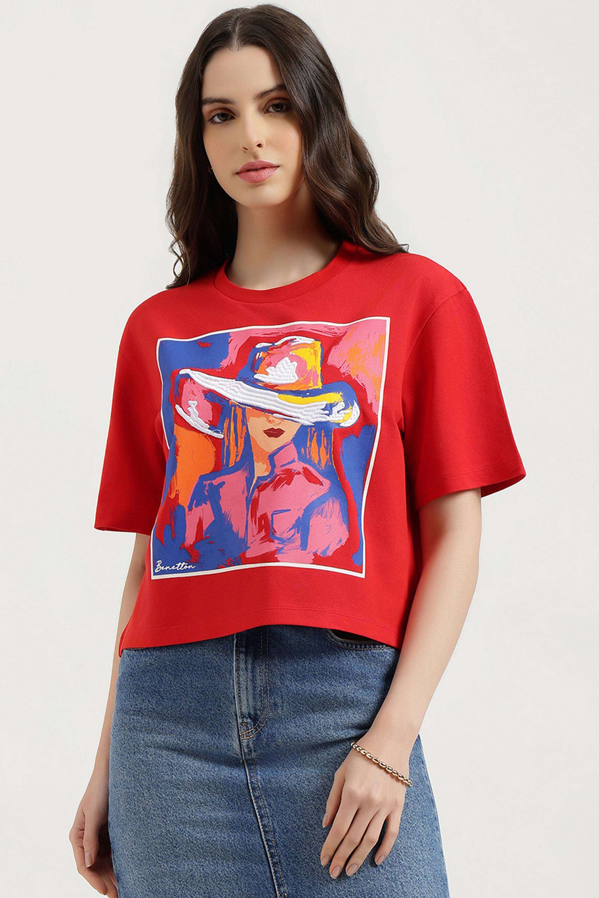 Solid-Blended-Fabric-Round-Neck-Women-s-Top