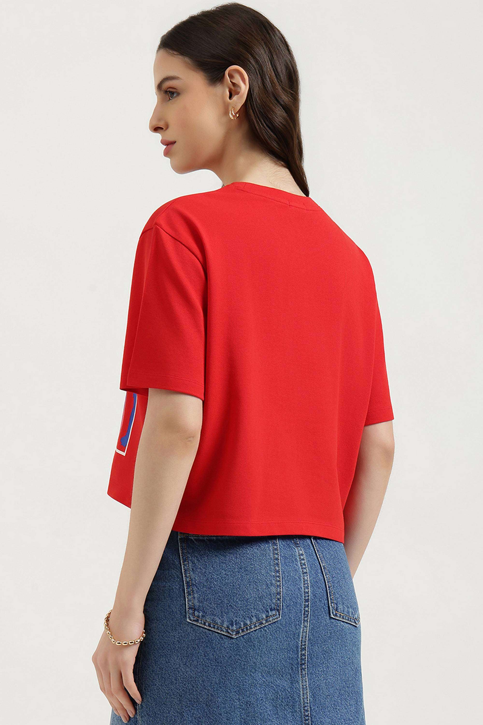 Solid-Blended-Fabric-Round-Neck-Women-s-Top