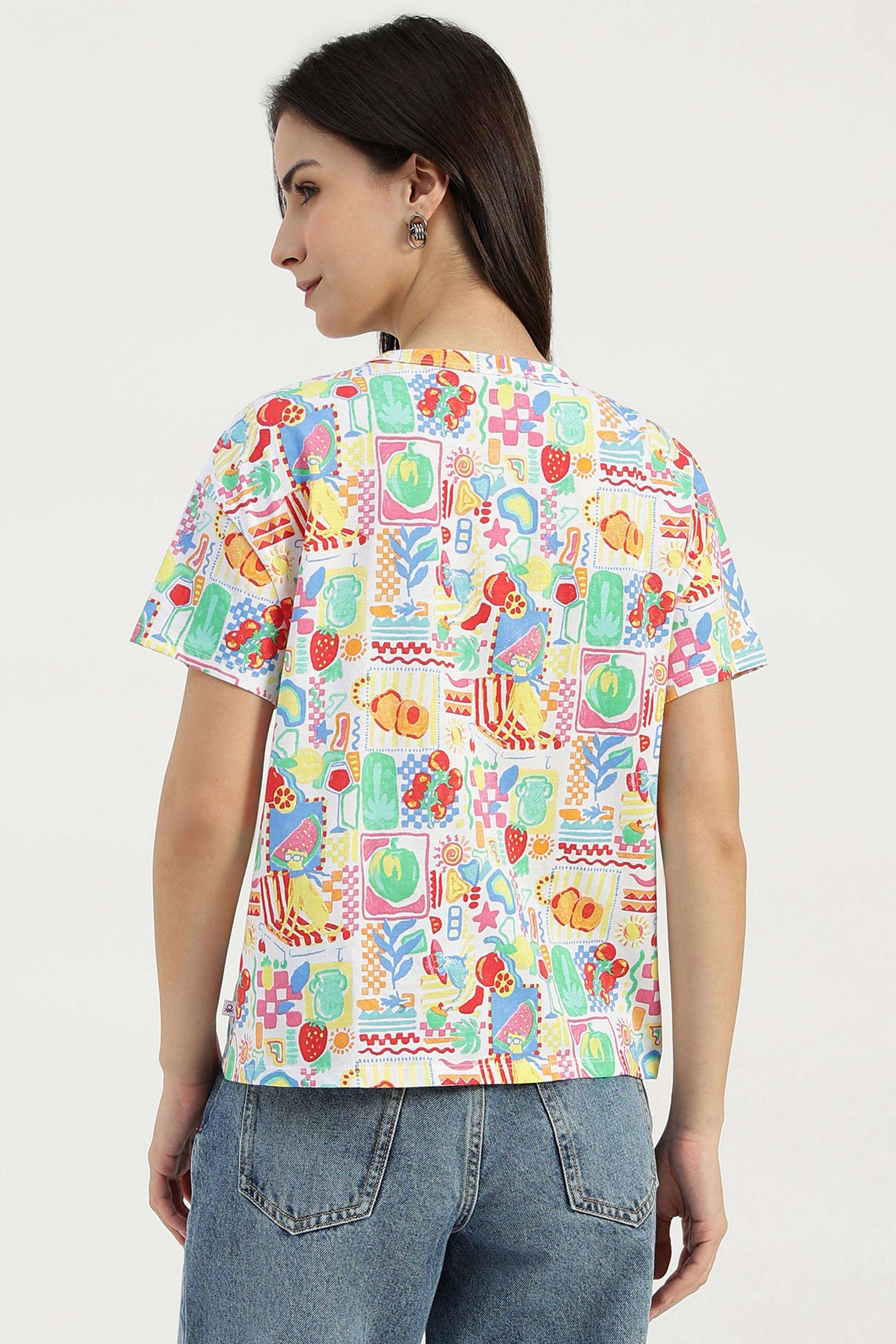 Printed-Cotton-Blend-Round-Neck-Women-s-T-Shirt