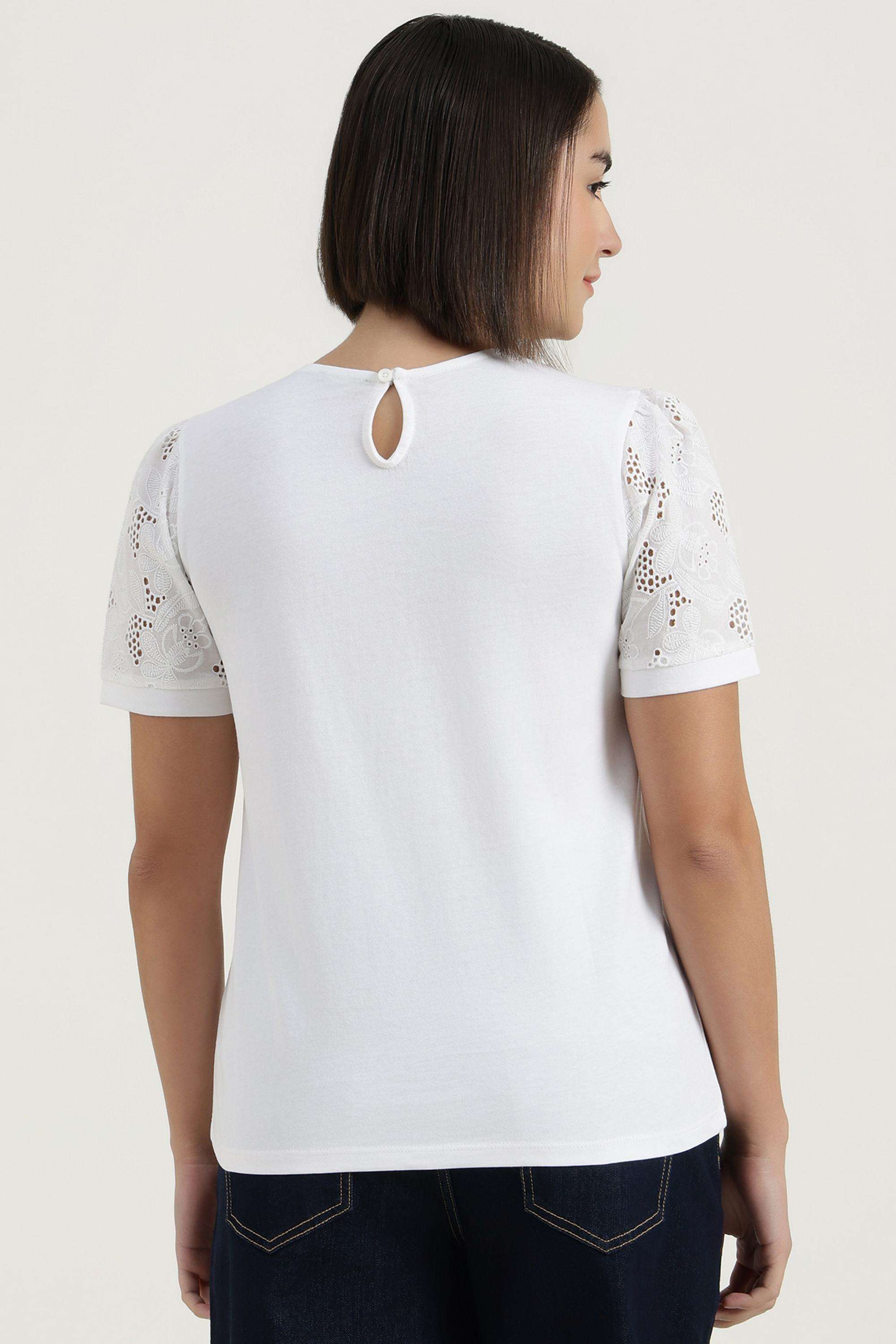 Solid-Blended-Fabric-Round-Neck-Women-s-Top