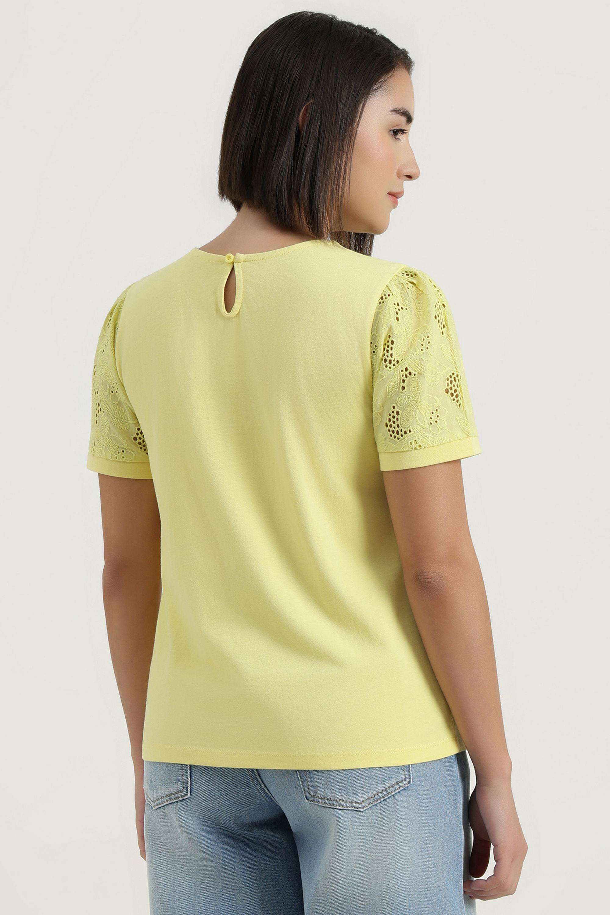 Solid-Blended-Fabric-Round-Neck-Women-s-Top