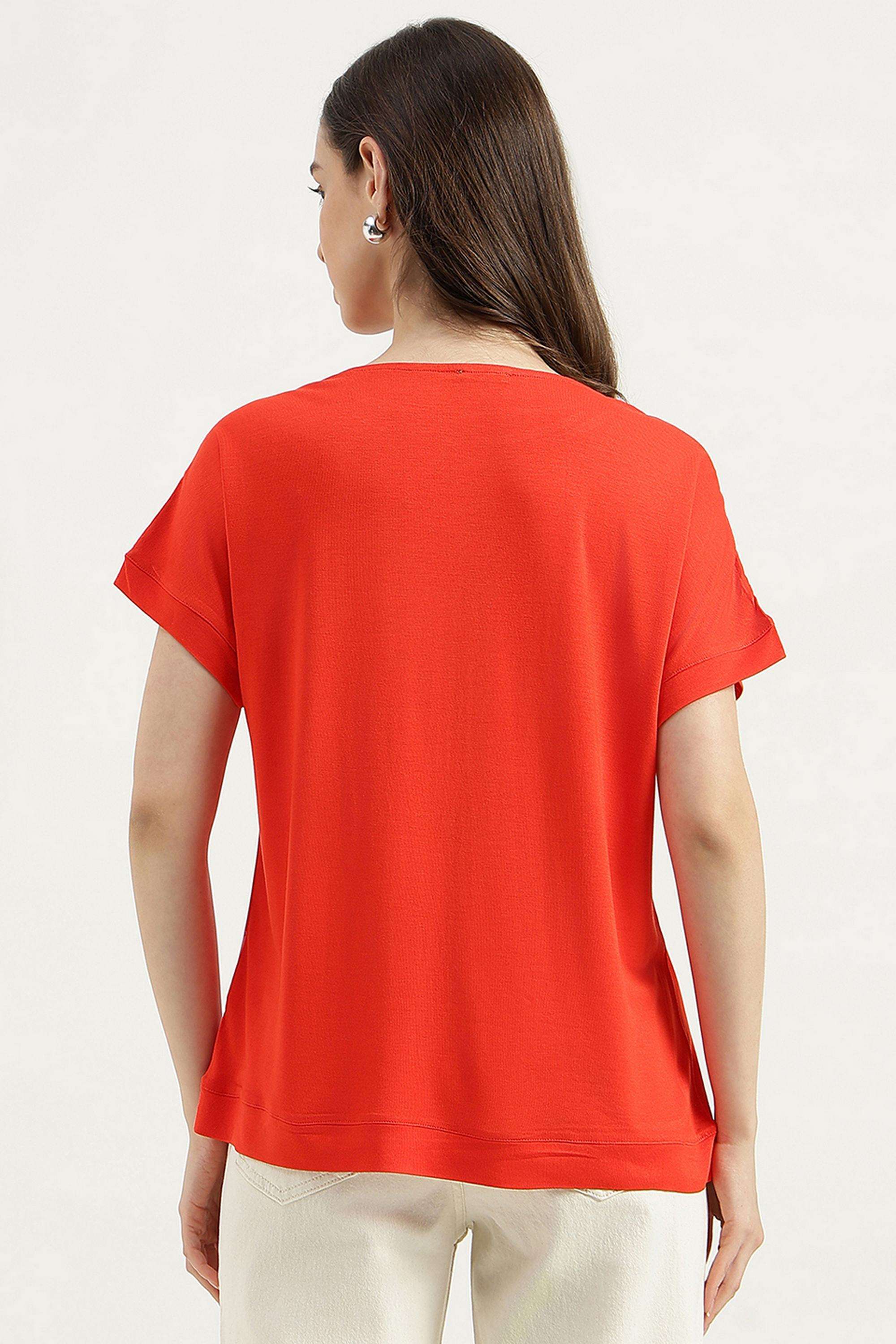 Printed-Blended-Fabric-Round-Neck-Women-s-T-Shirt