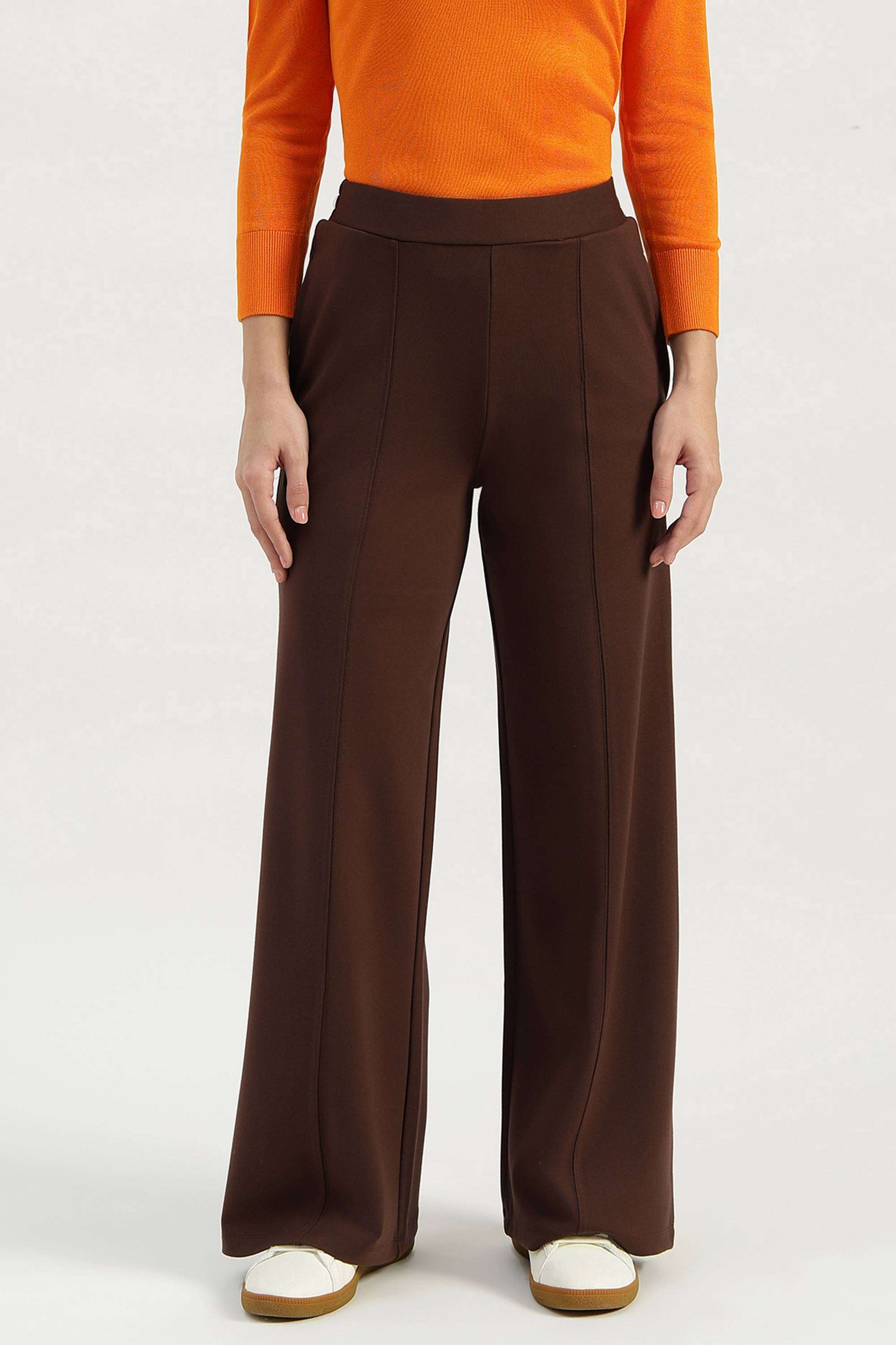Solid-Blended-Fabric-Women-s-Casual-Wear-Pants