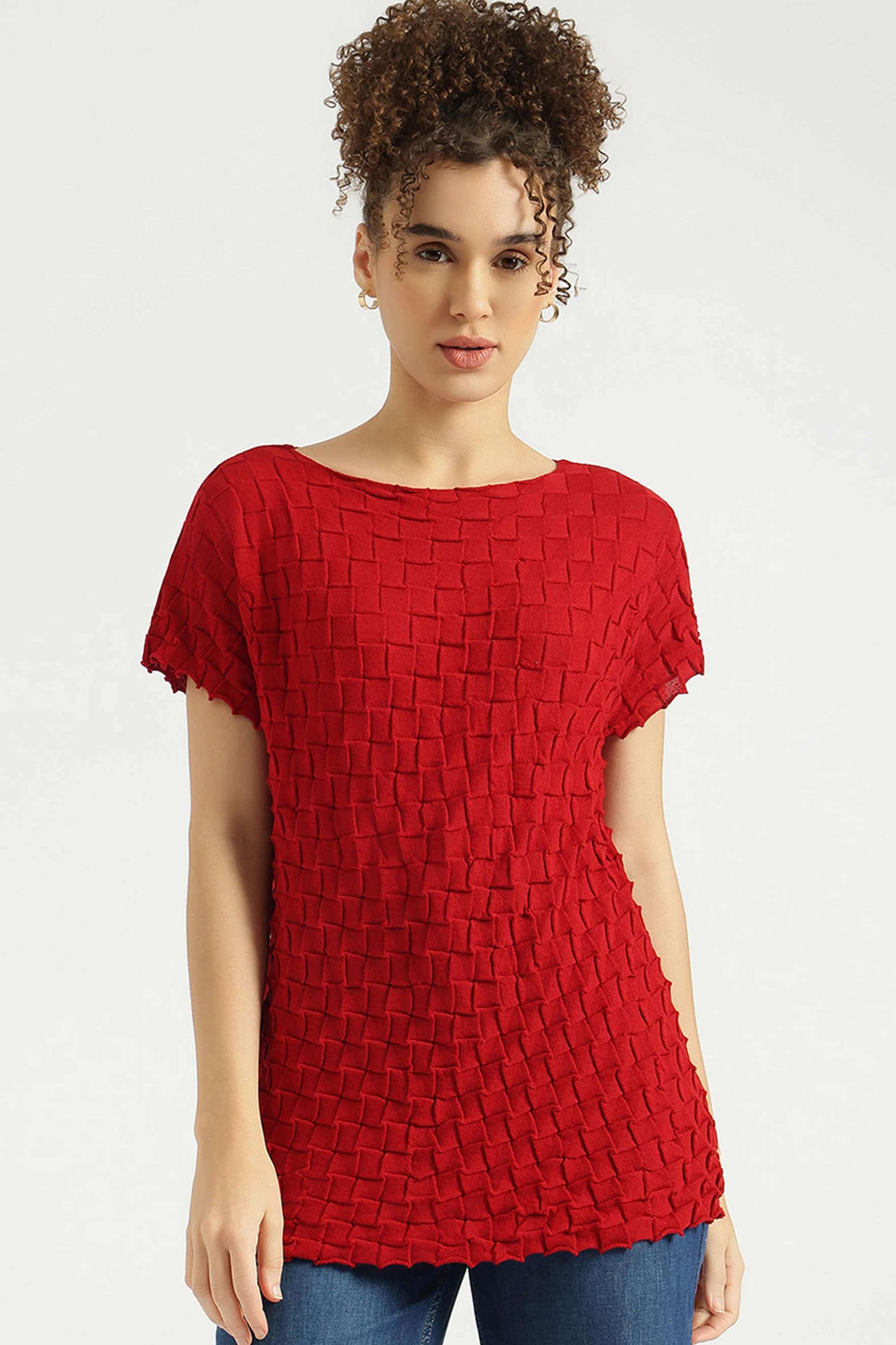 Solid-Cotton-Round-Neck-Women-s-Top