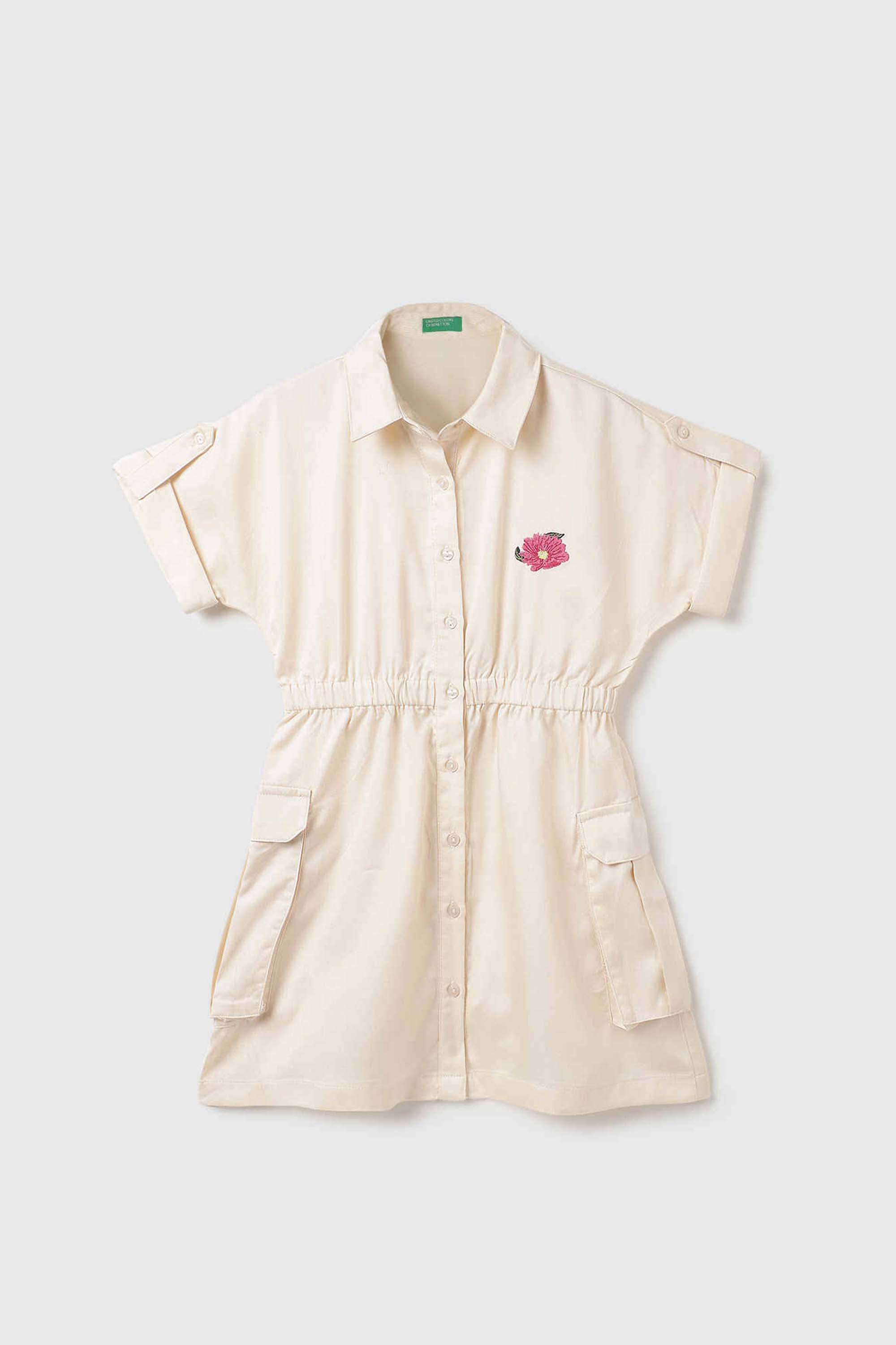 Solid-Lyocell-Collared-Girls-Casual-Wear-Dress