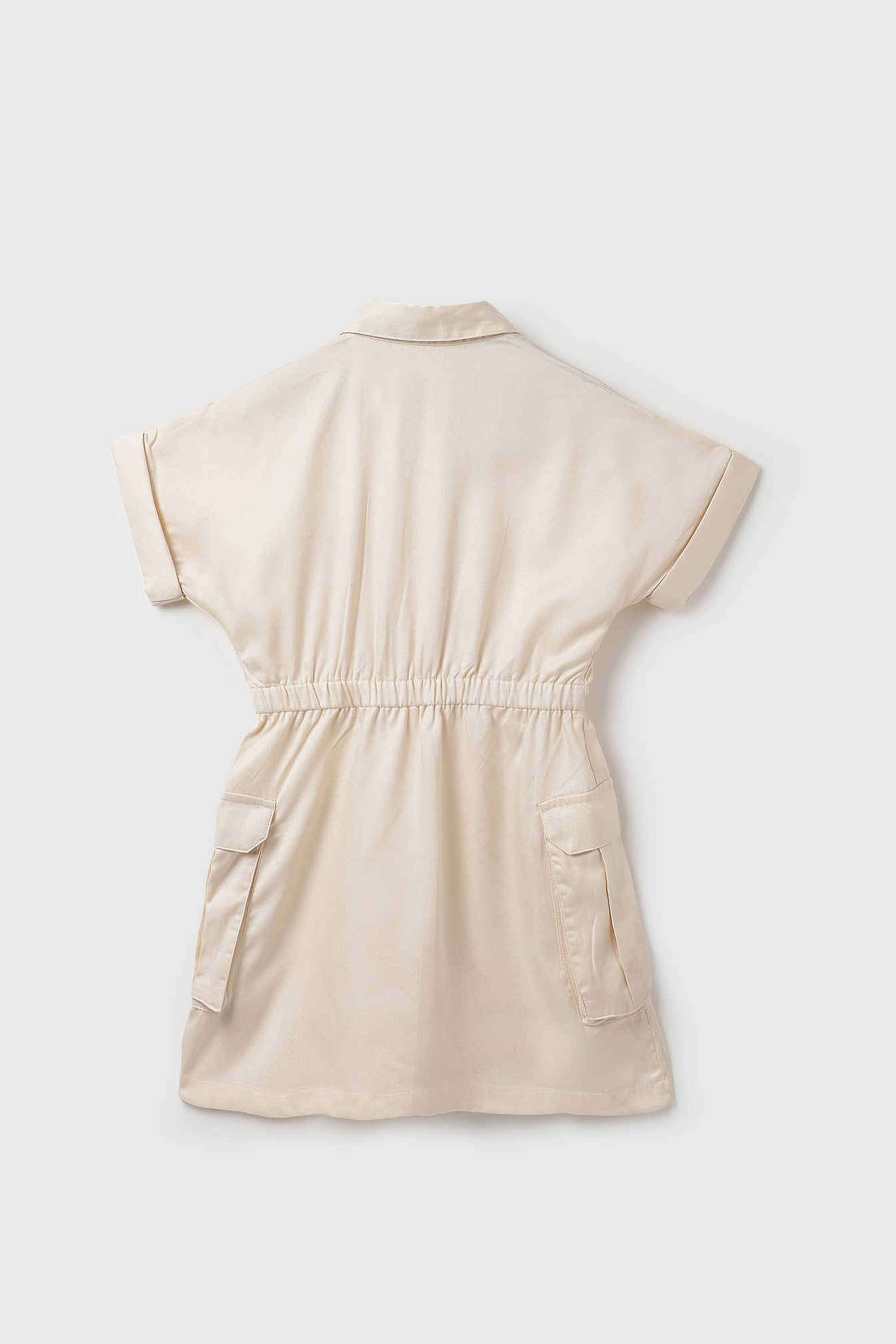 Solid-Lyocell-Collared-Girls-Casual-Wear-Dress