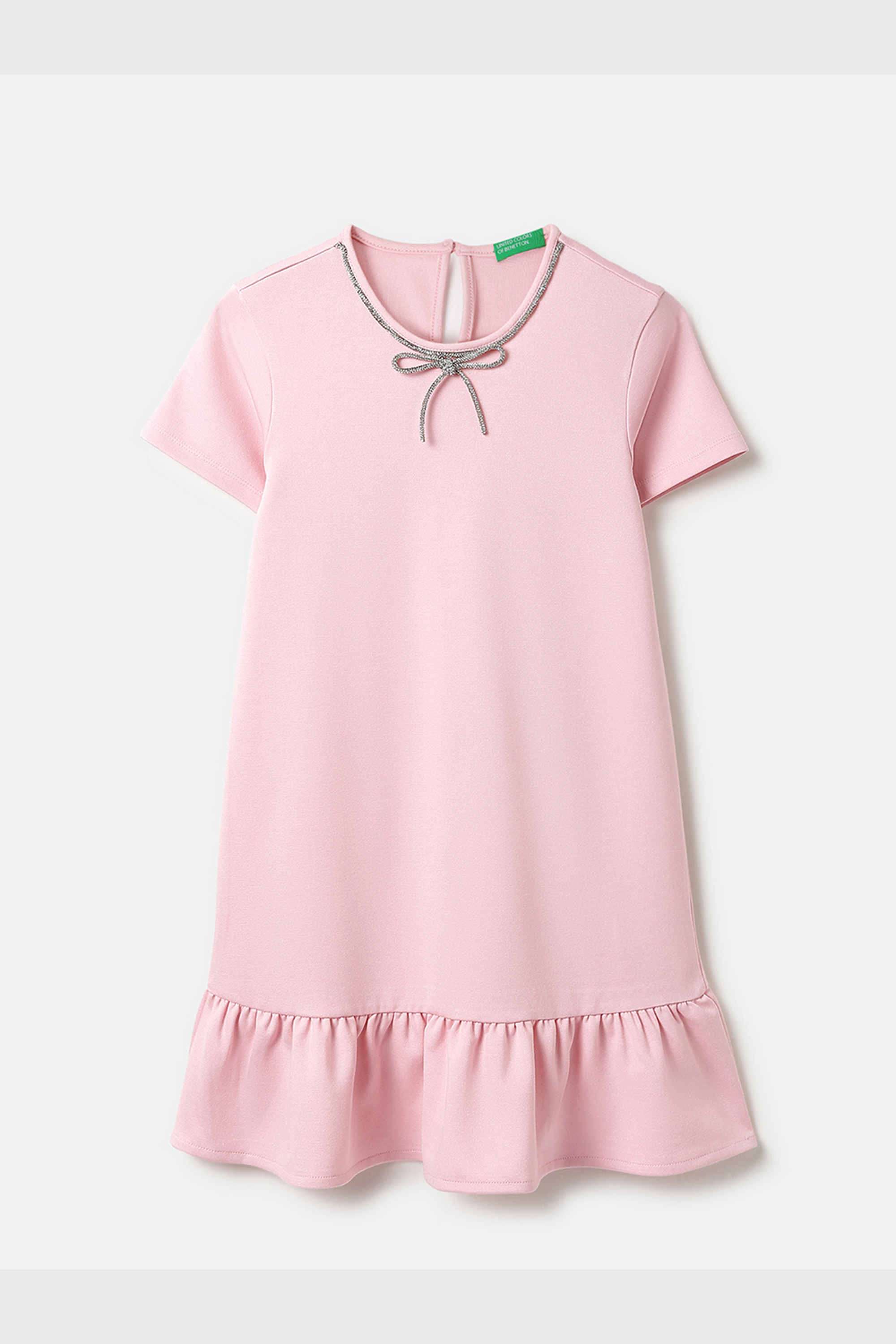 Solid-Viscose-Round-Neck-Girls-Casual-Wear-Dress