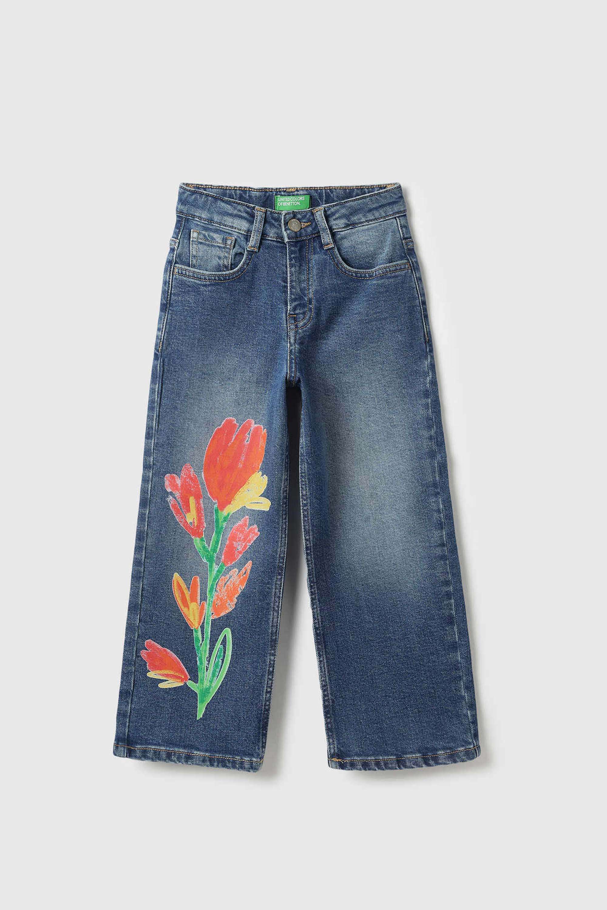 Solid-Cotton-Blend-Wide-Leg-Fit-Girls-Jeans