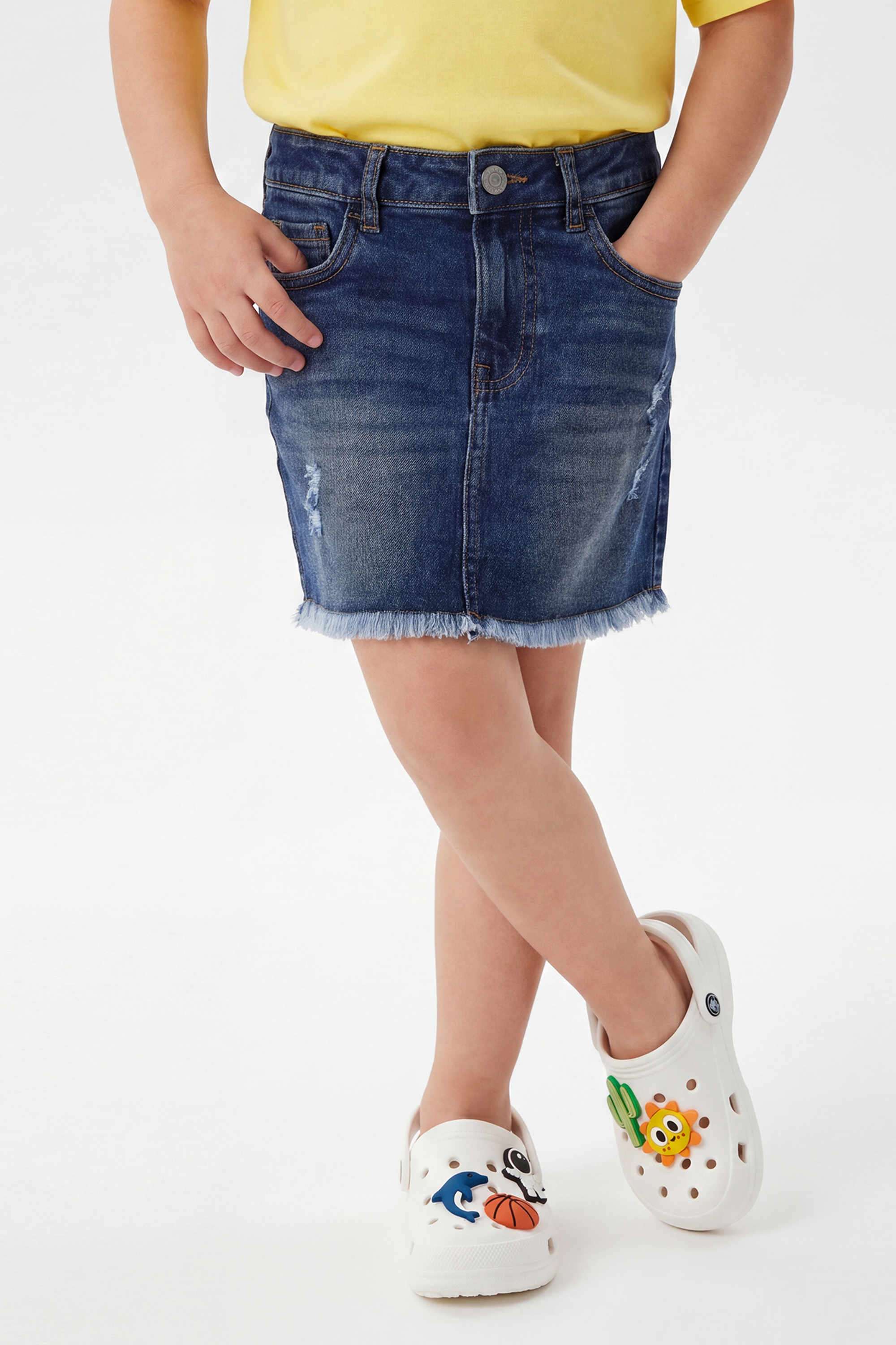 Solid-Cotton-Blend-Regular-Fit-Girls-Skirts