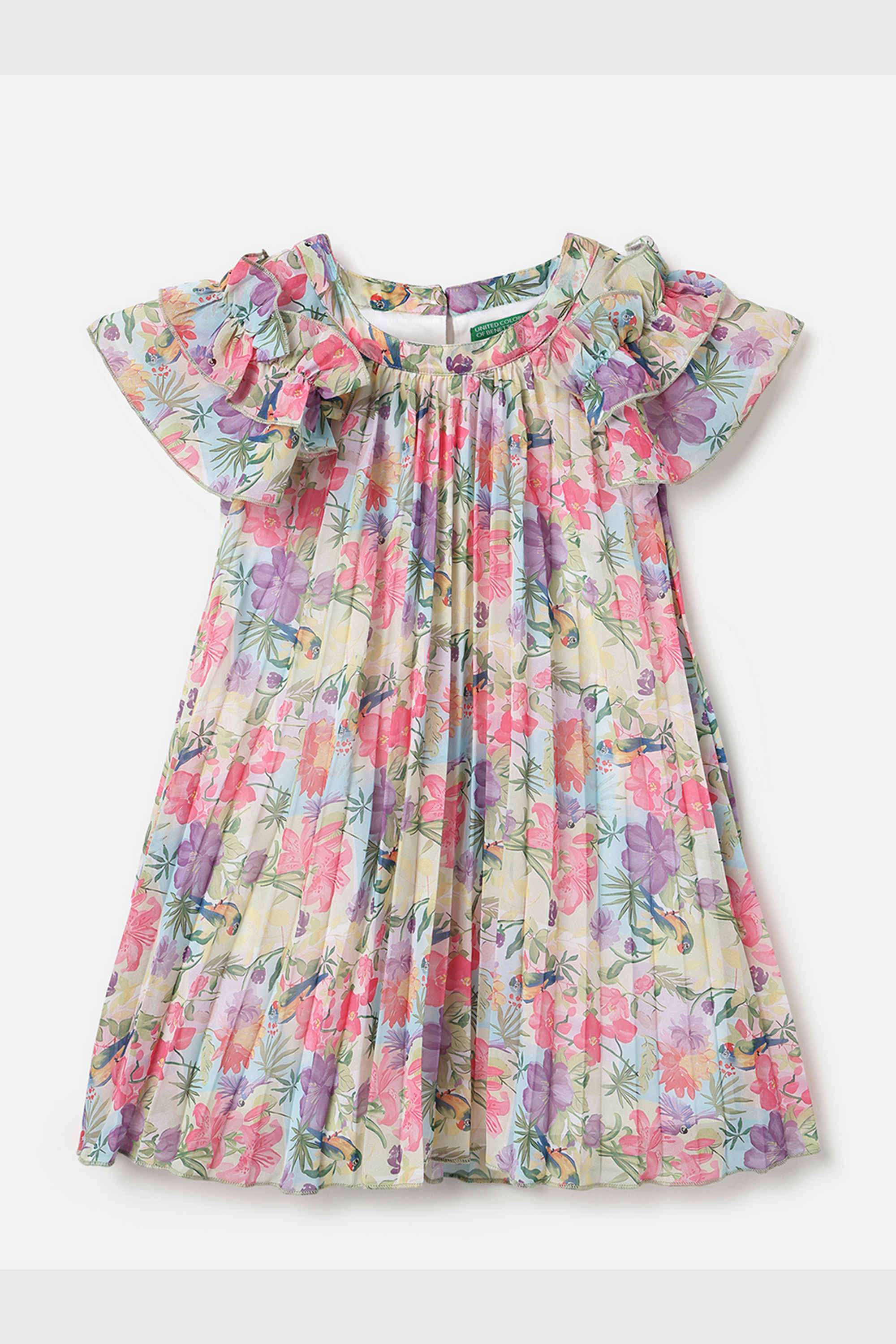Printed-Polyester-Round-Neck-Girls-Casual-Wear-Dress