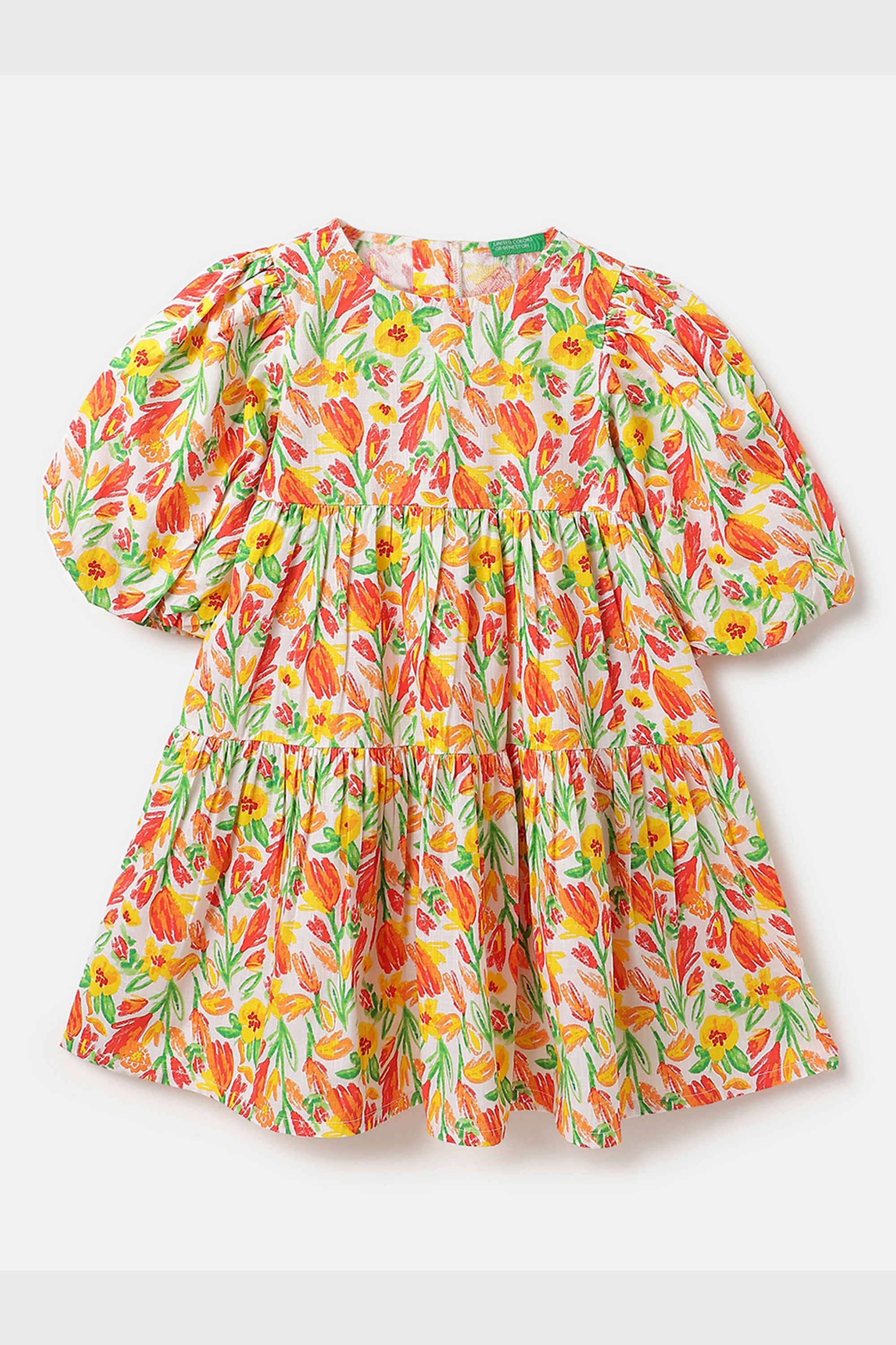 Printed-Cotton-Round-Neck-Girls-Casual-Wear-Dress