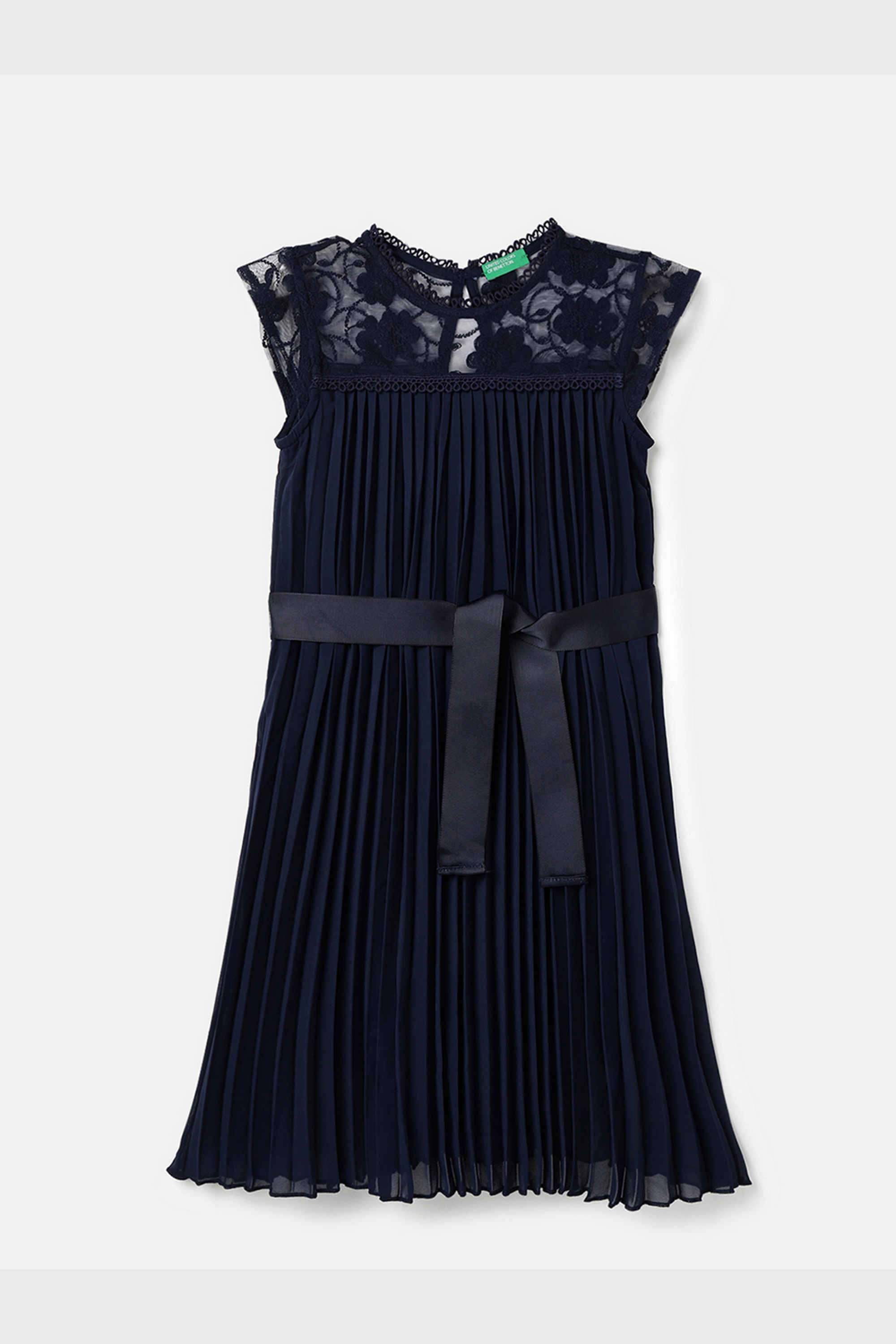 Solid-Polyester-Round-Neck-Girls-Casual-Wear-Dress