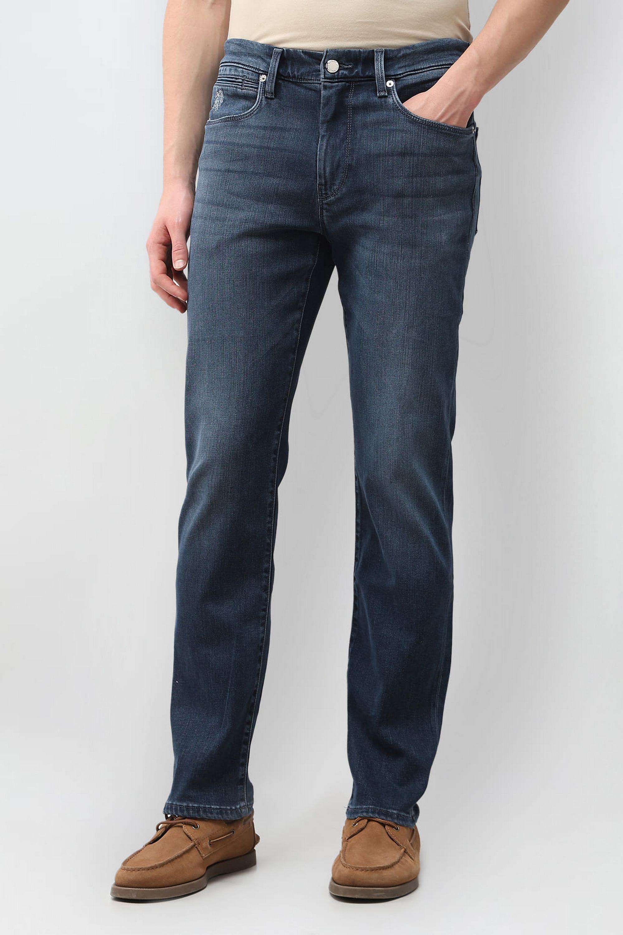 Solid-Blended-Fabric-Straight-Fit-Men-s-Jeans