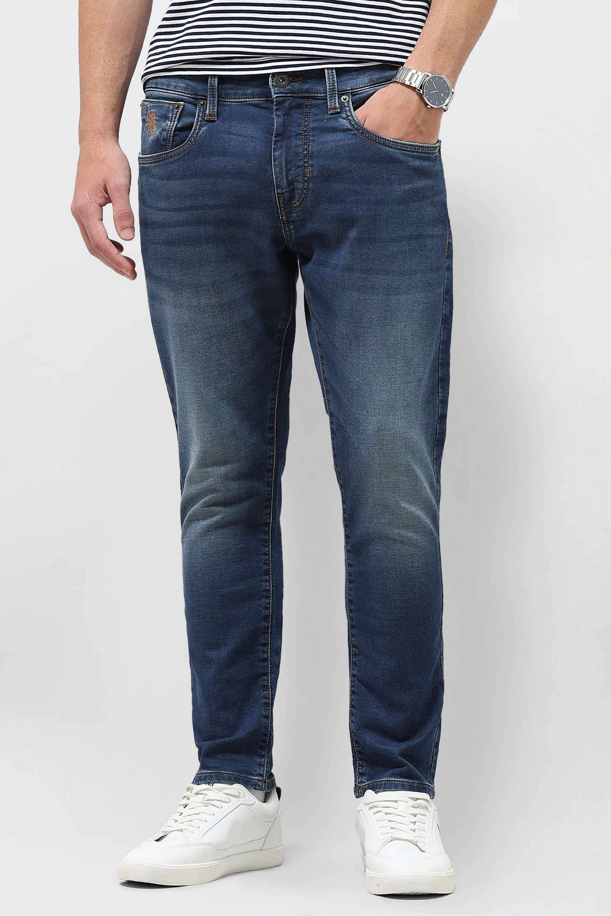 Solid-Cotton-Tapered-Fit-Men-s-Jeans