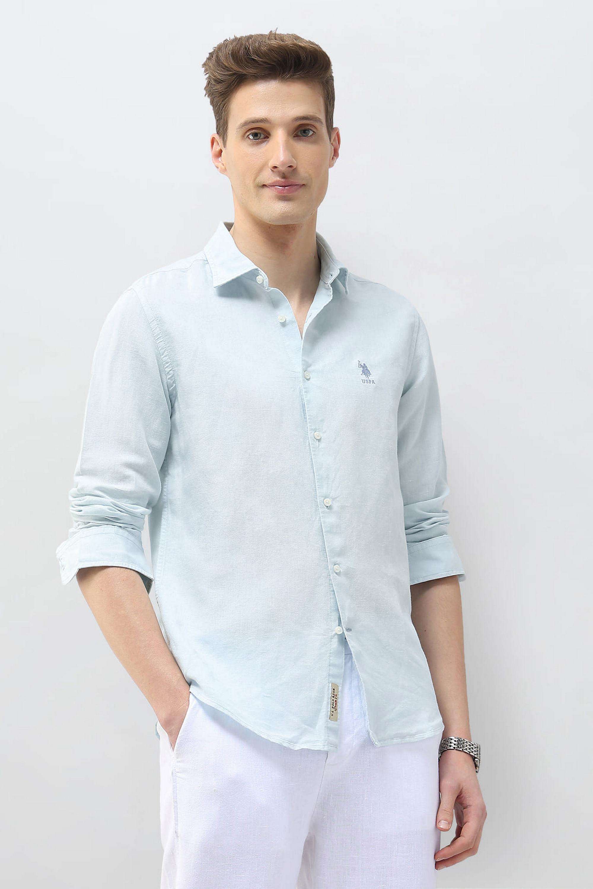 Solid-Cotton-Regular-Fit-Men-s-Casual-Wear-Shirt