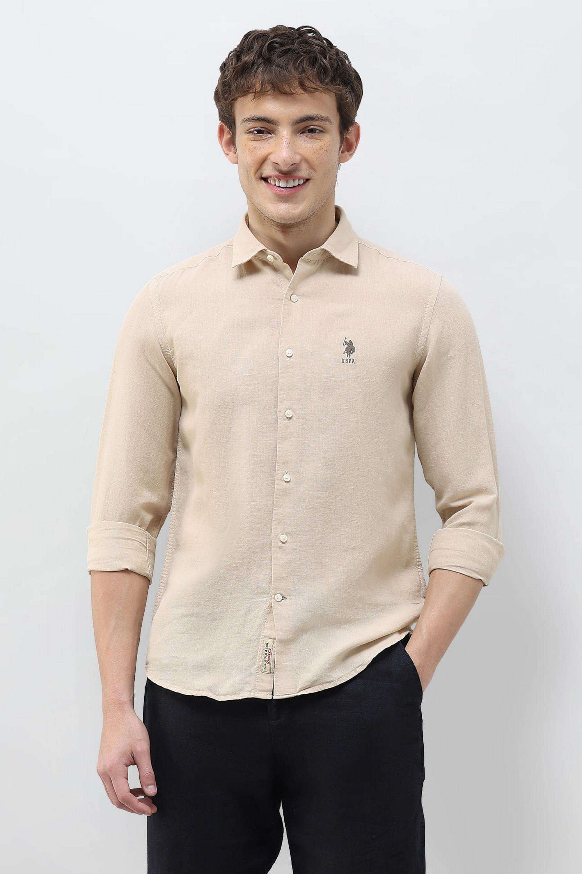 Solid-Linen-Regular-Fit-Men-s-Casual-Shirt