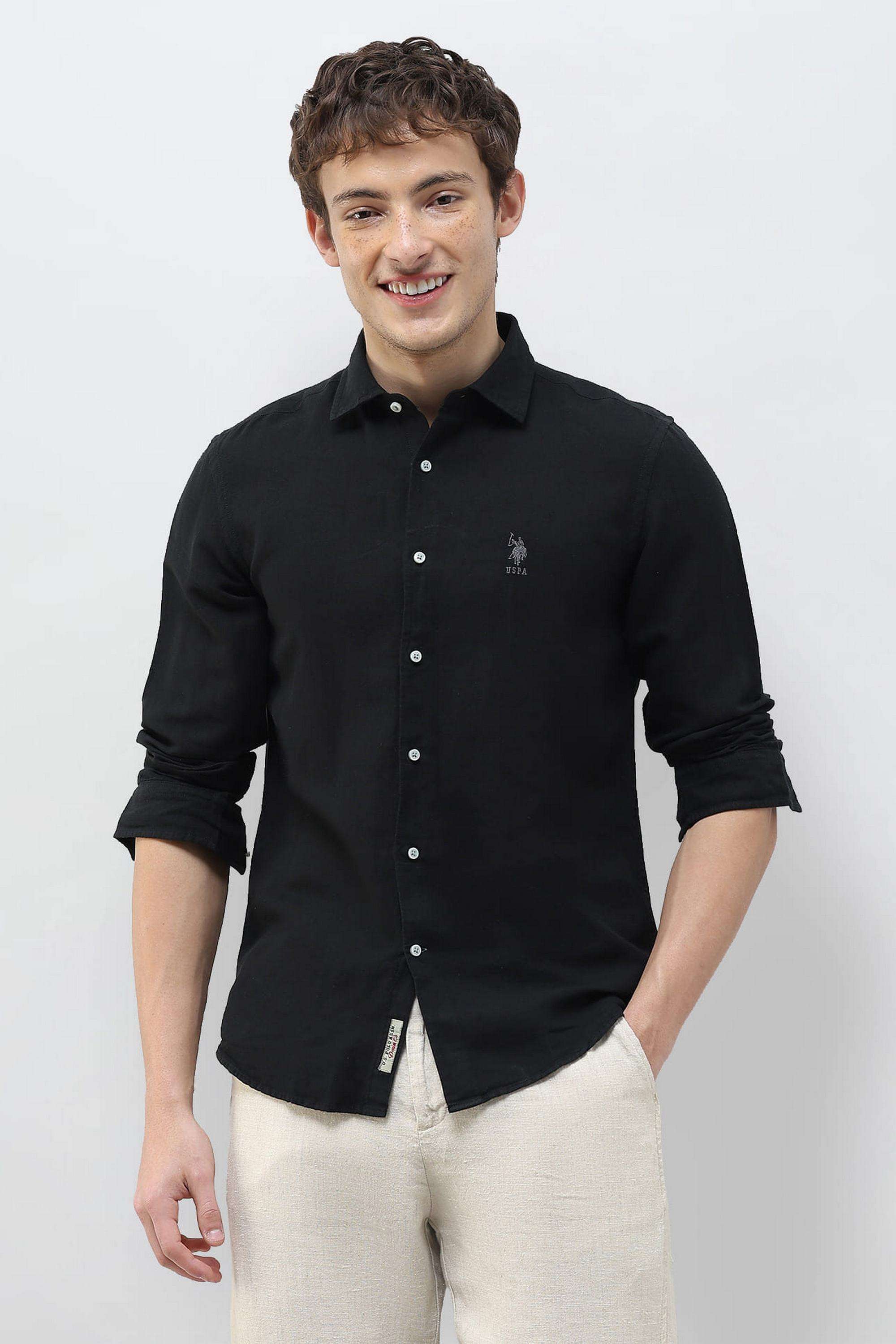 Solid-Linen-Regular-Fit-Men-s-Casual-Shirt