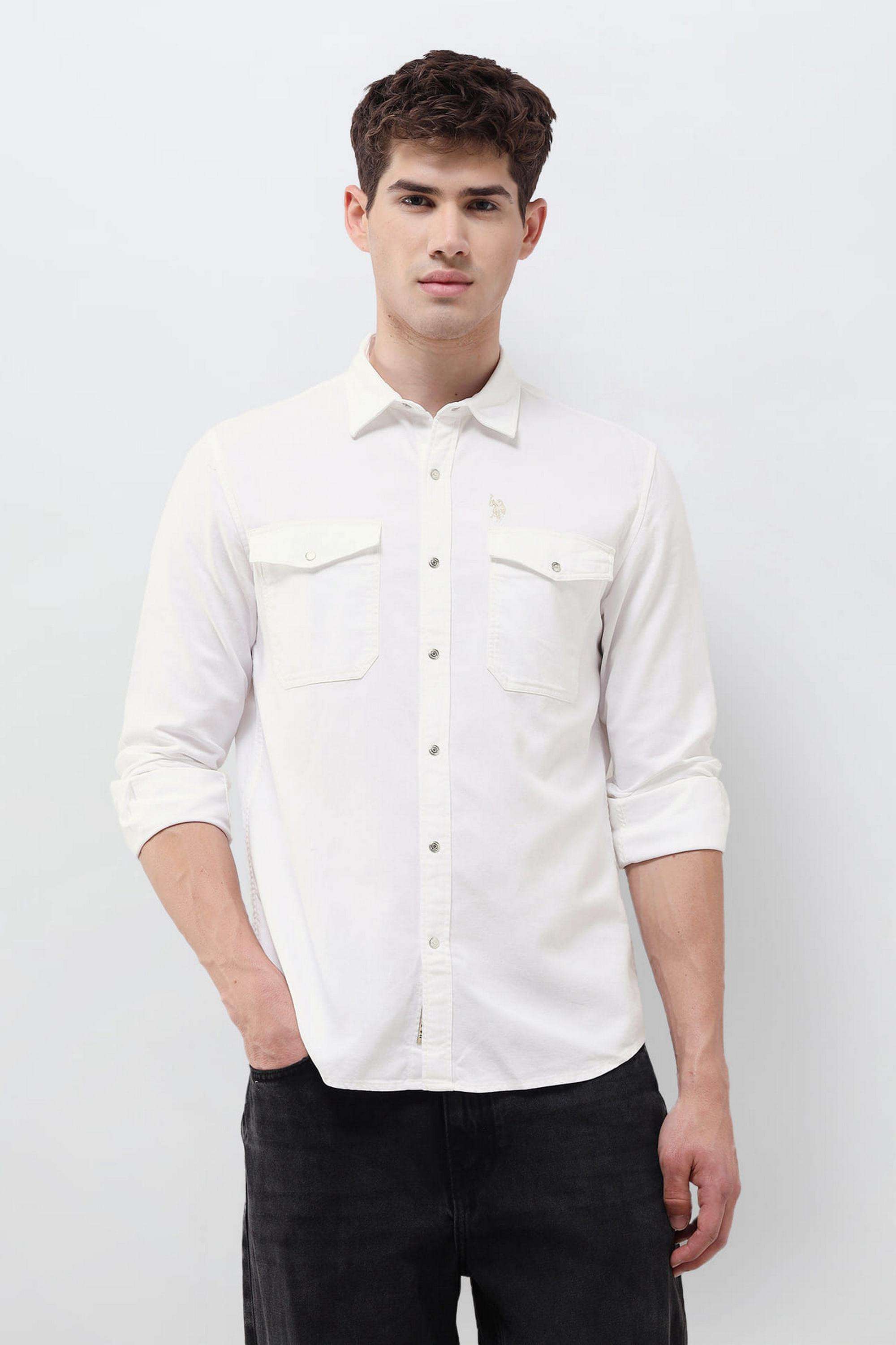 Solid-Cotton-Regular-Fit-Men-s-Casual-Shirt