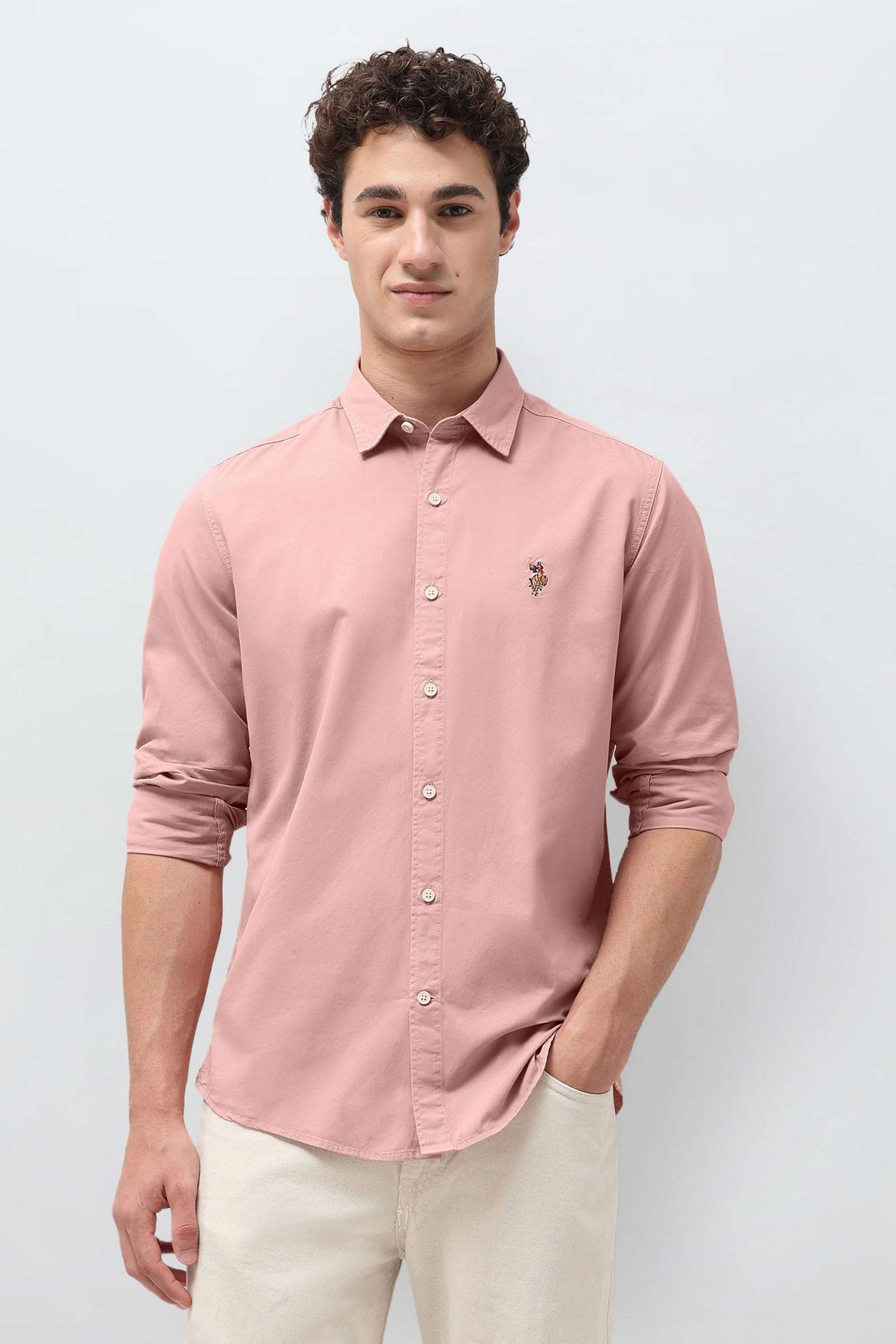 Solid-Cotton-Regular-Fit-Men-s-Casual-Shirt