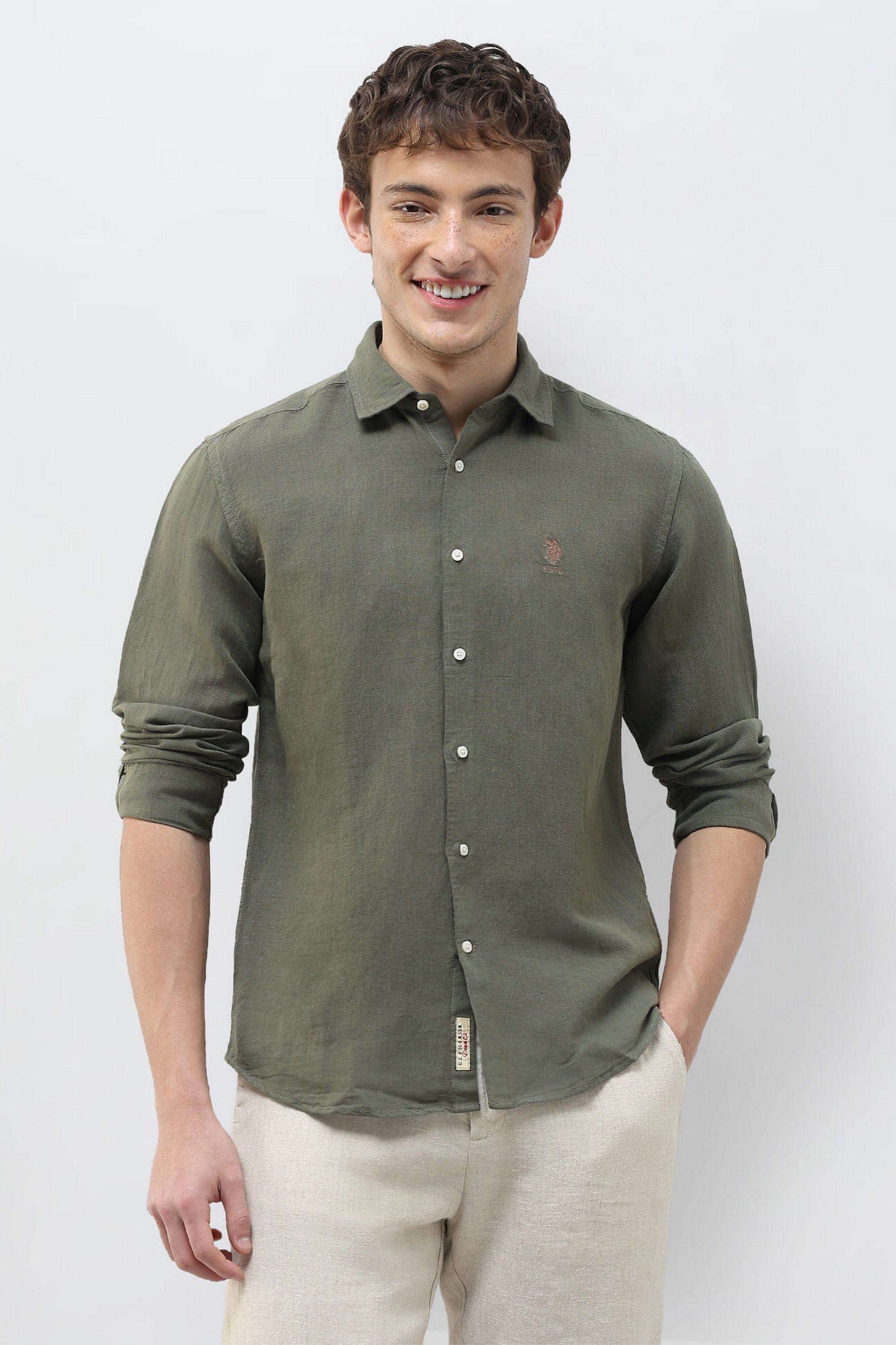 Solid-Linen-Regular-Fit-Men-s-Casual-Shirt