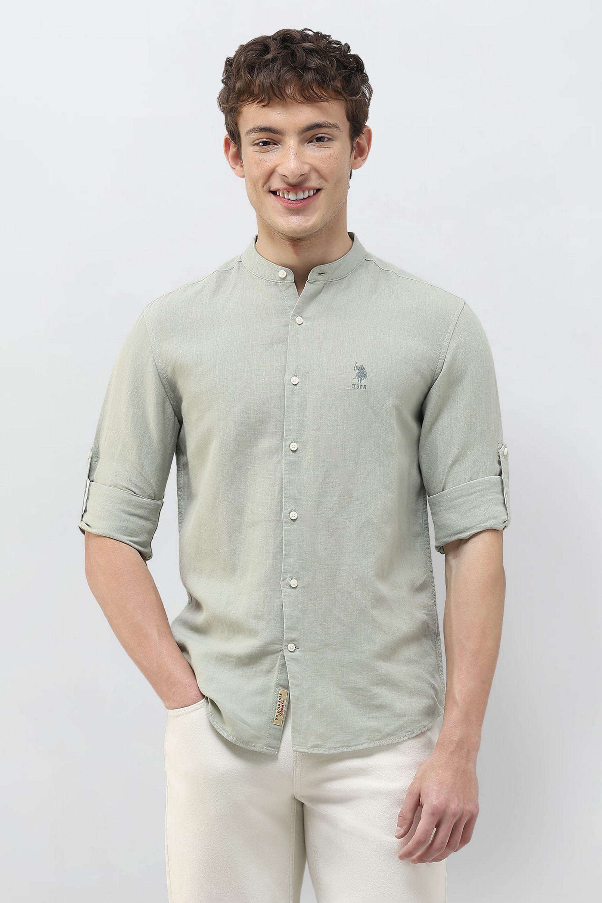 Solid-Linen-Regular-Fit-Men-s-Shirt