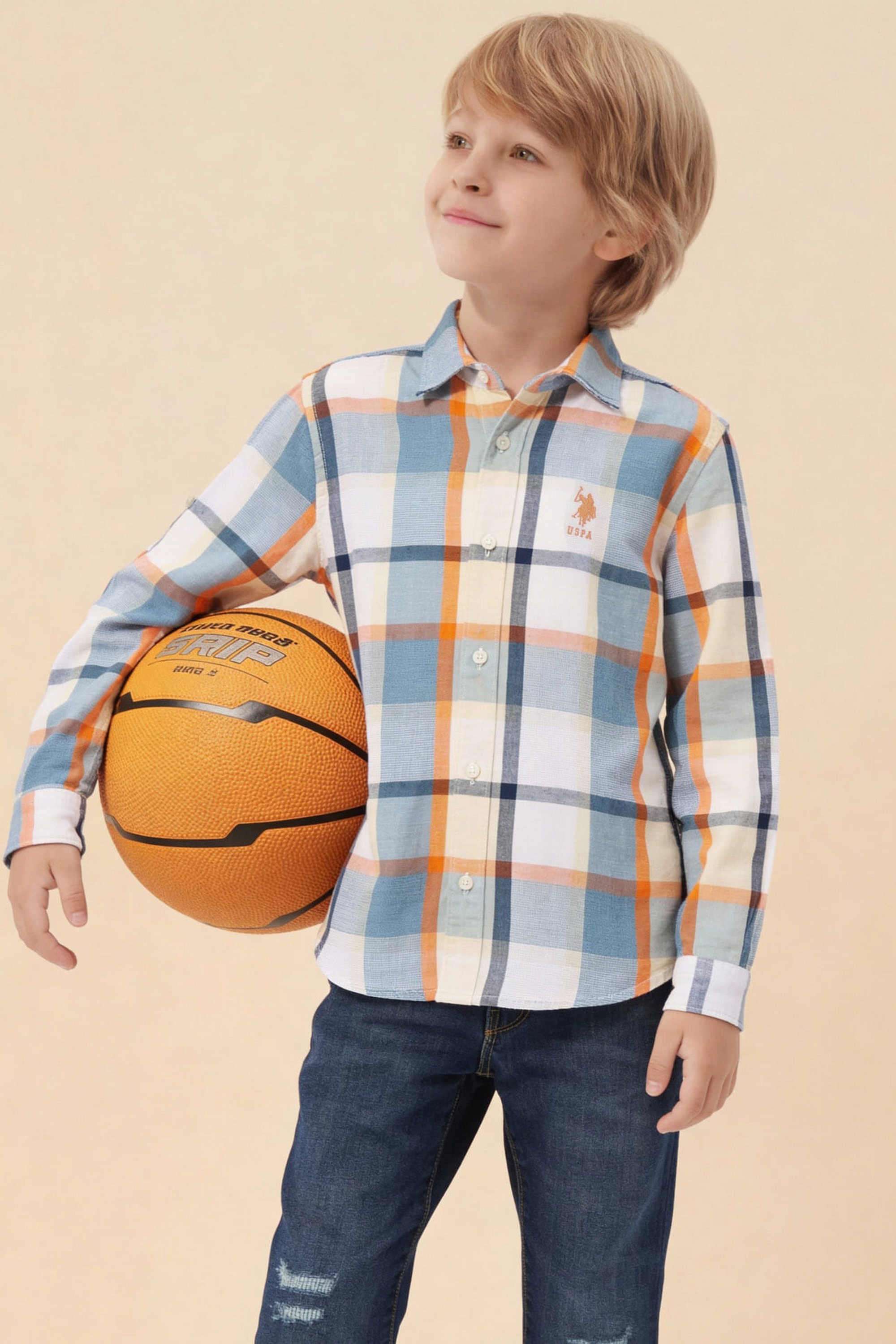 Checks-Dobby-Tencel-Spread-Collar-Boys-Shirt