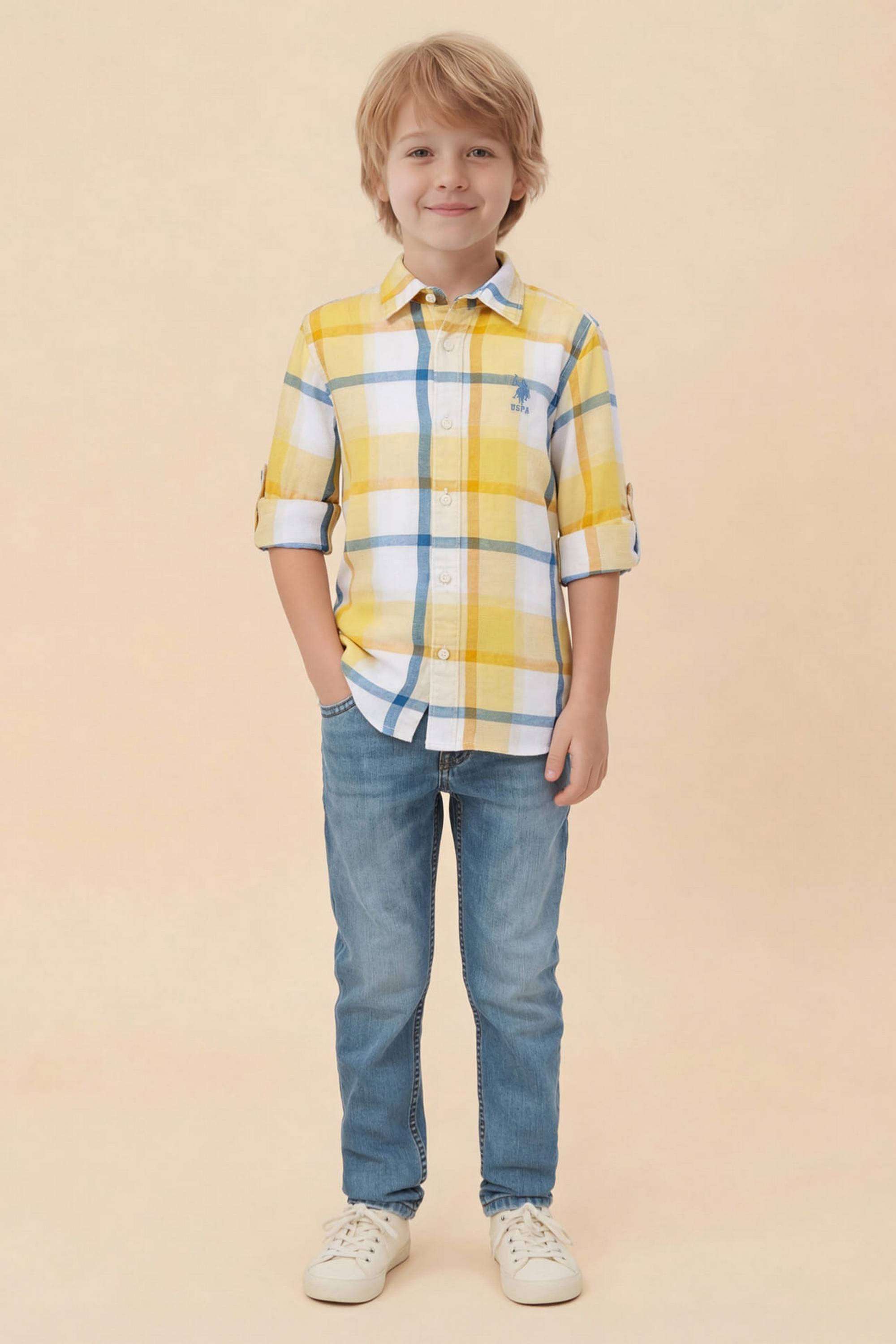 Checks-Blended-Fabric-Collared-Boys-Shirt