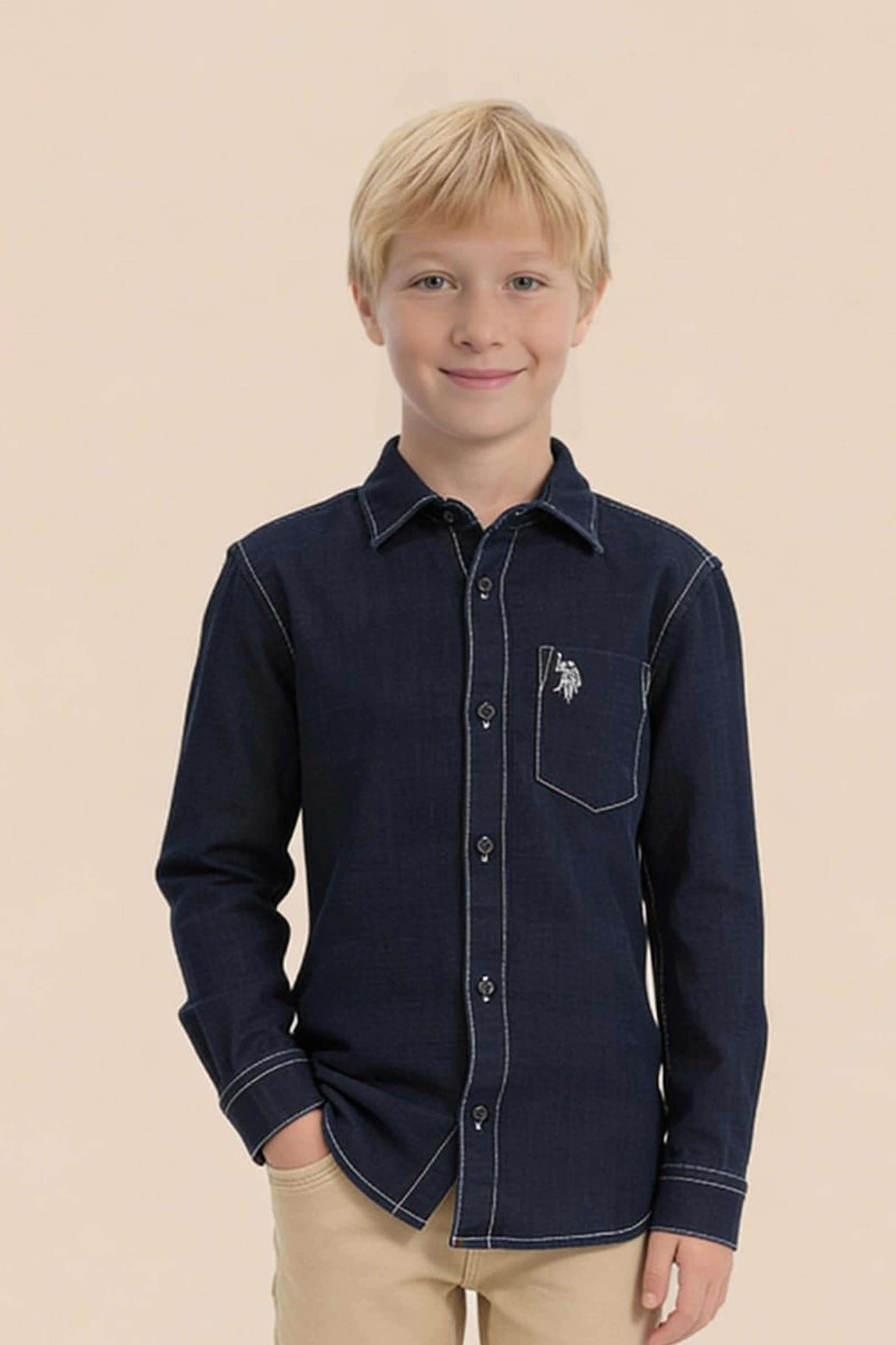Dobby-Cotton-Spread-Collar-Boys-Shirt