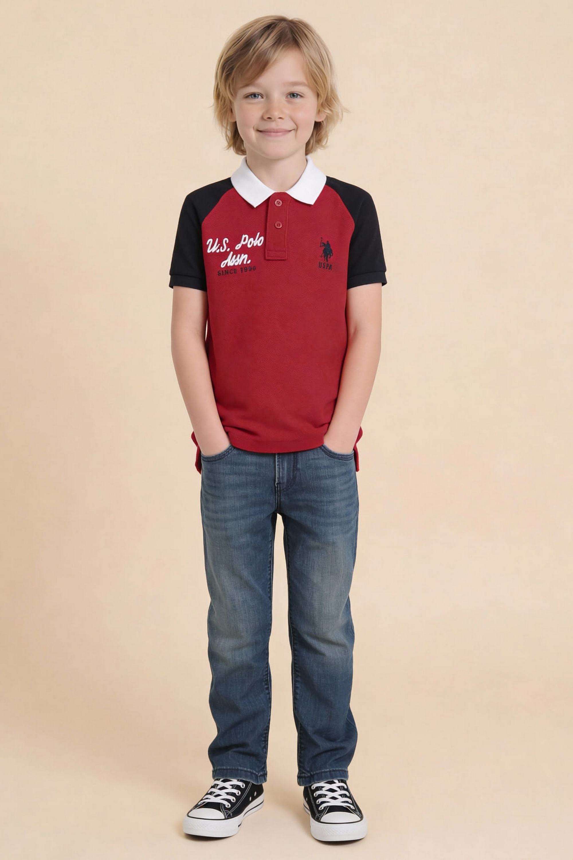 Color-Block-Cotton-Collared-Boys-Shirt