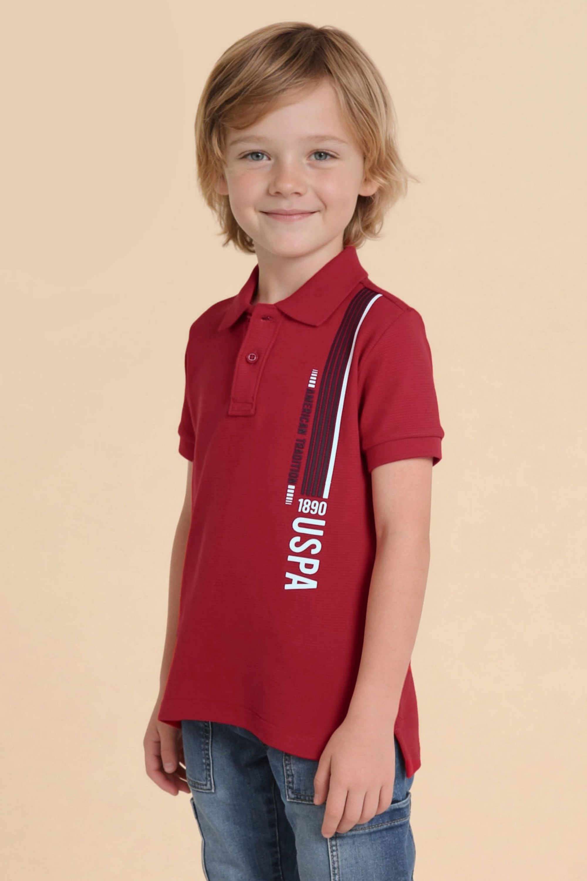 Buy U.S. Polo Assn. red Knitted Cotton Polo Boys T-Shirt