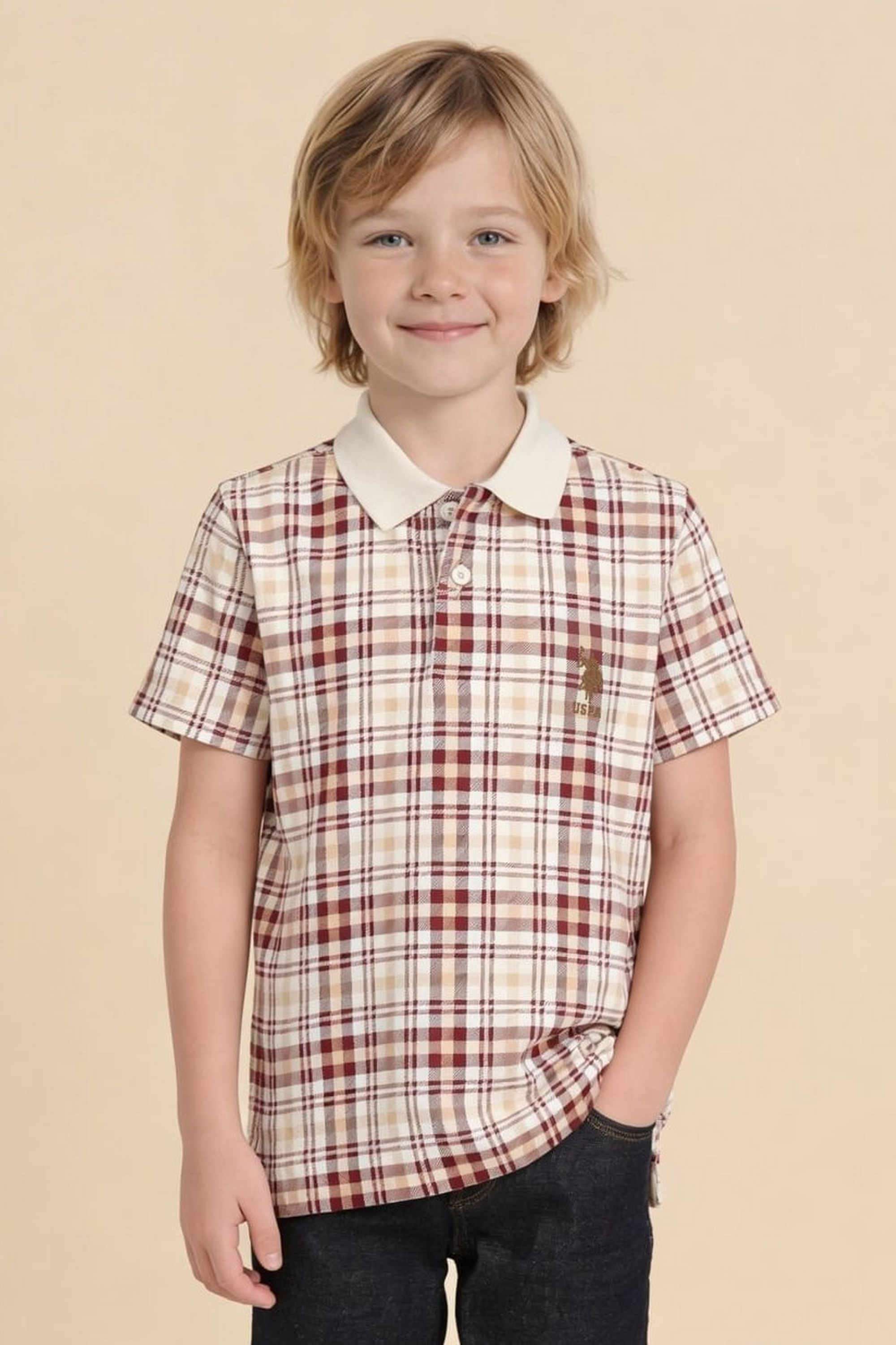 Checks-Cotton-Polo-Boys-T-Shirt