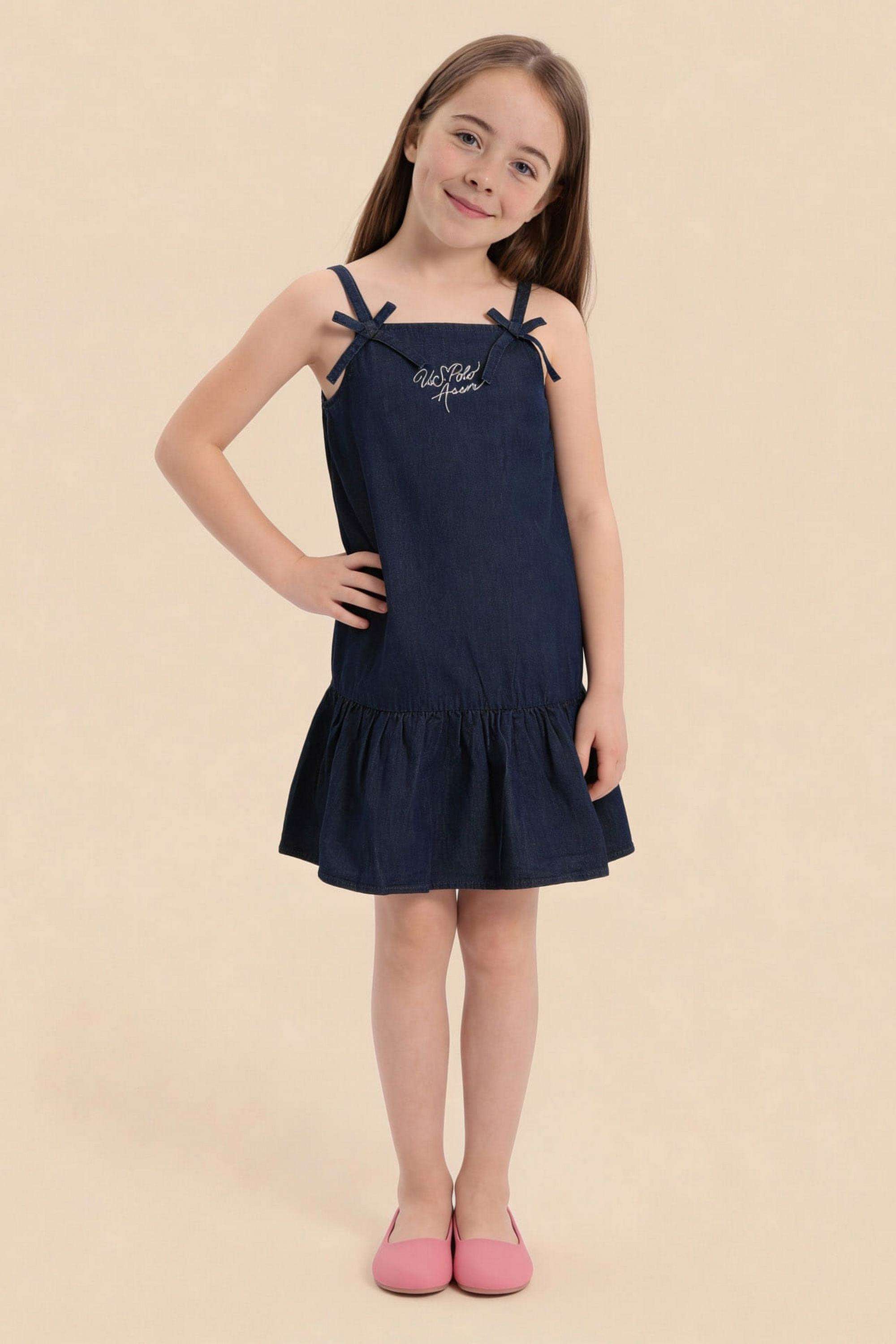 Solid-Cotton-Square-neck-Girls-Casual-Wear-Dress