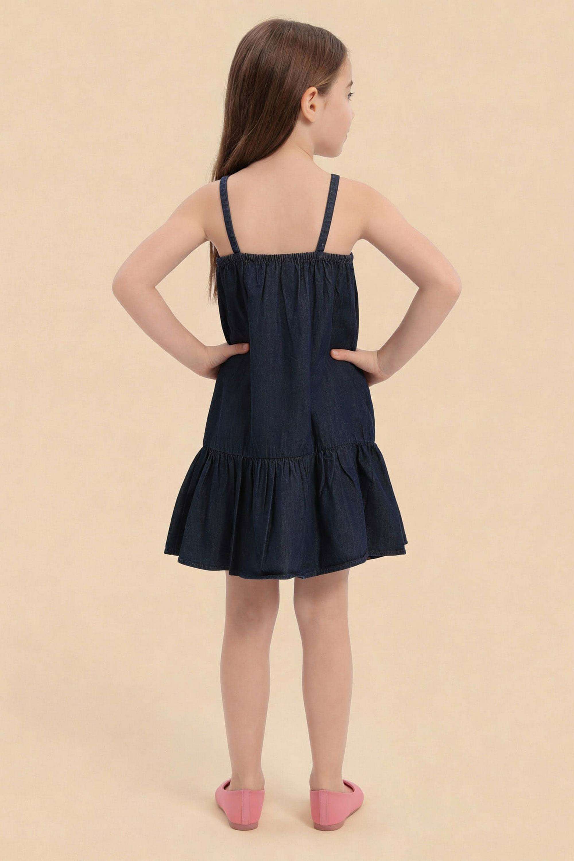 Solid-Cotton-Square-neck-Girls-Casual-Wear-Dress