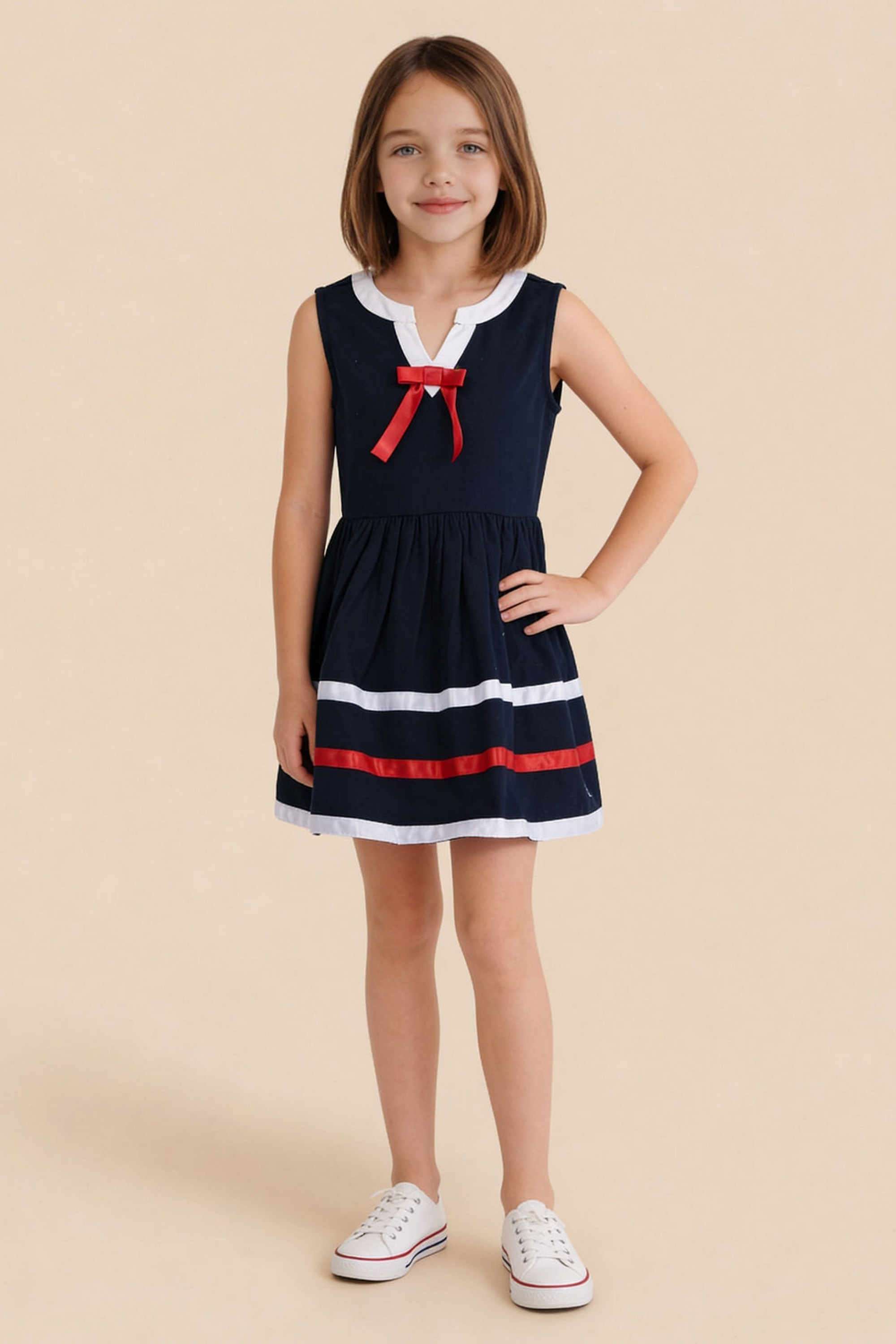 Solid-Cotton-Round-neck-Girls-Casual-Wear-Dress
