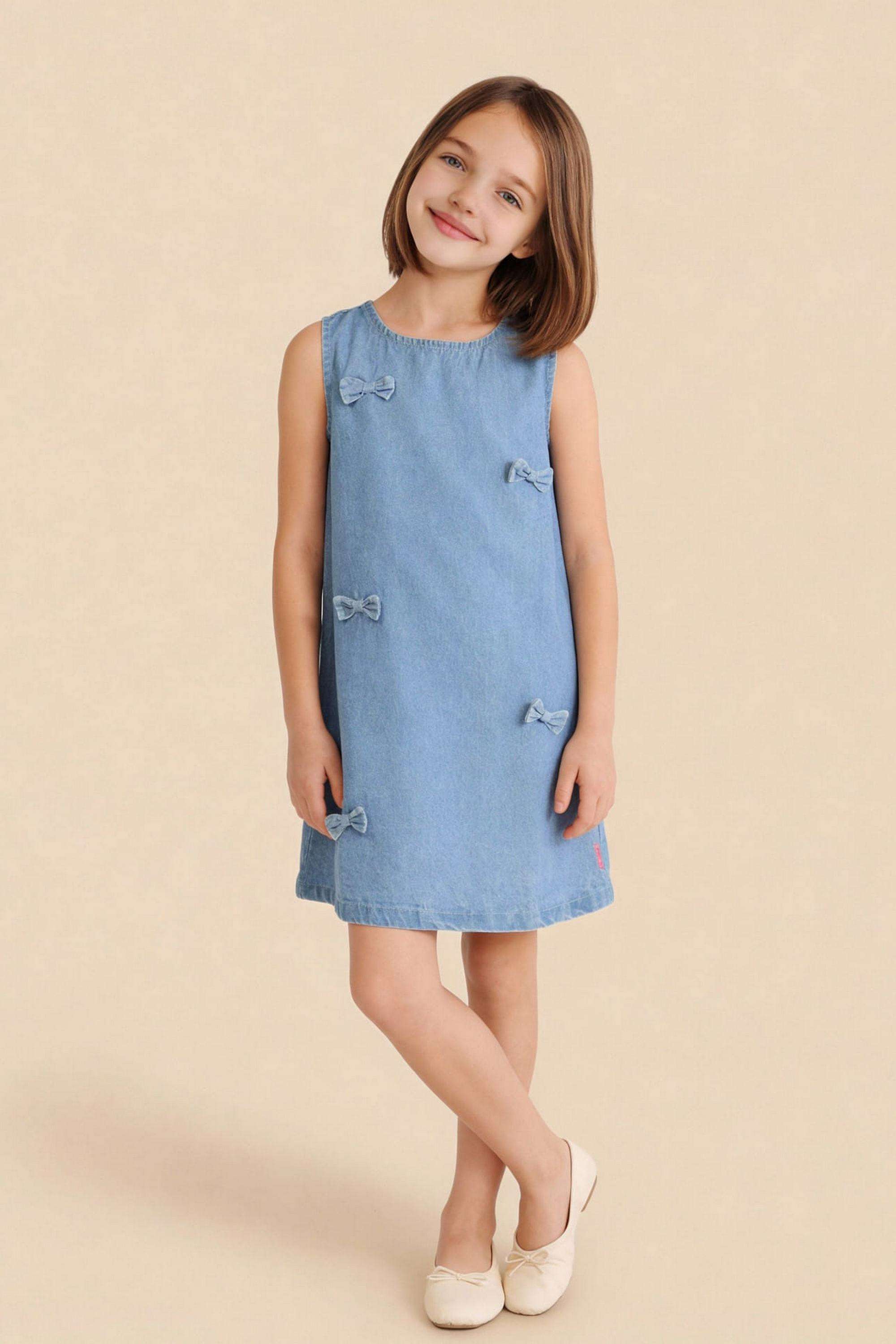 Embellished-Cotton-Round-Neck-Girls-Casual-Wear-Dress