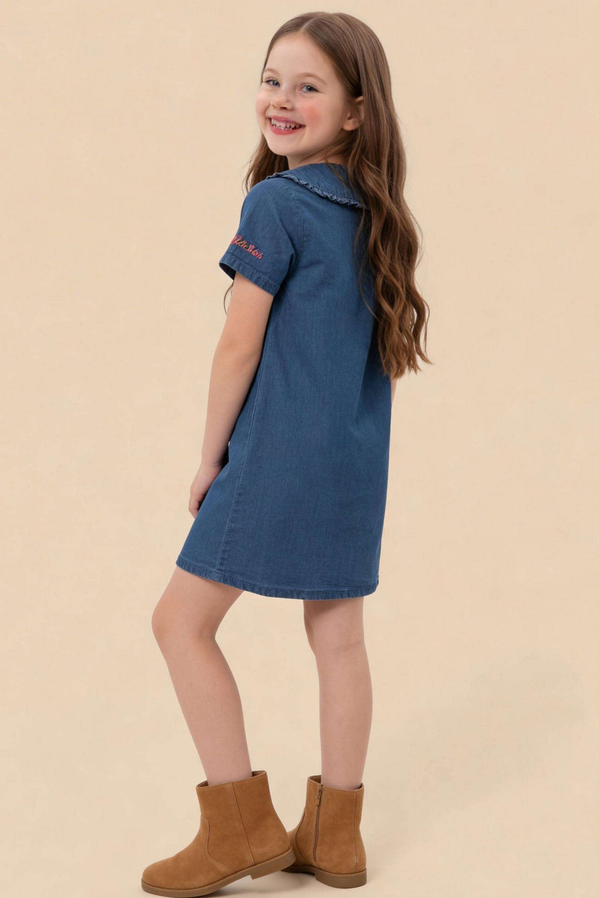 Solid-Cotton-Collared-Girls-Casual-Wear-Dress