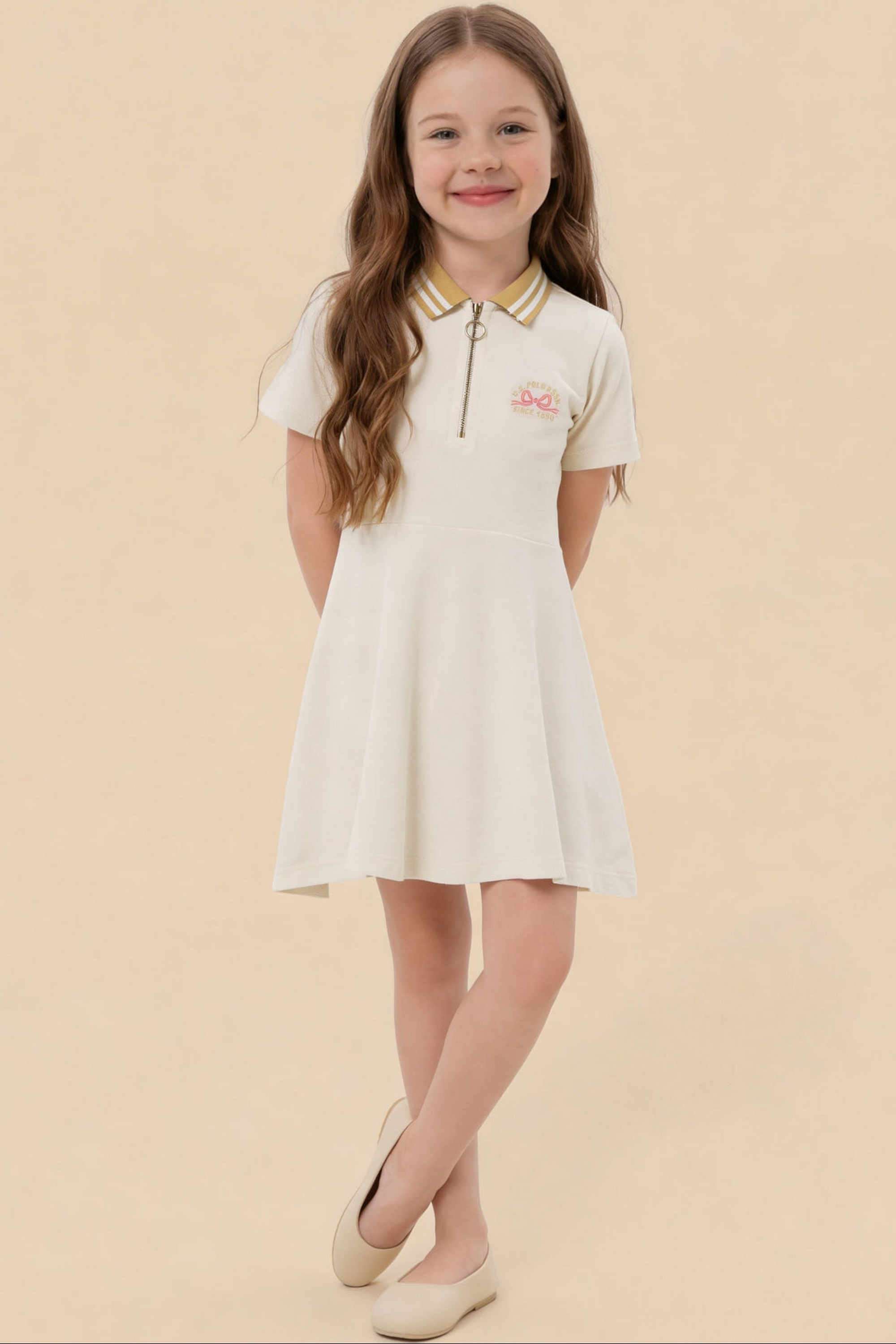Solid-Cotton-Polo-Girls-Casual-Wear-Dress